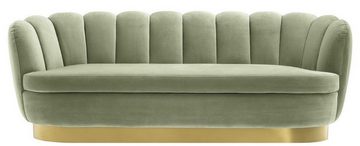 Casa Padrino Sofa Luxus Samt Sofa Pistaziengrün / Messingfarben 225 x 90 x H. 80 cm - Wohnzimmer Sofa - Luxus Qualität