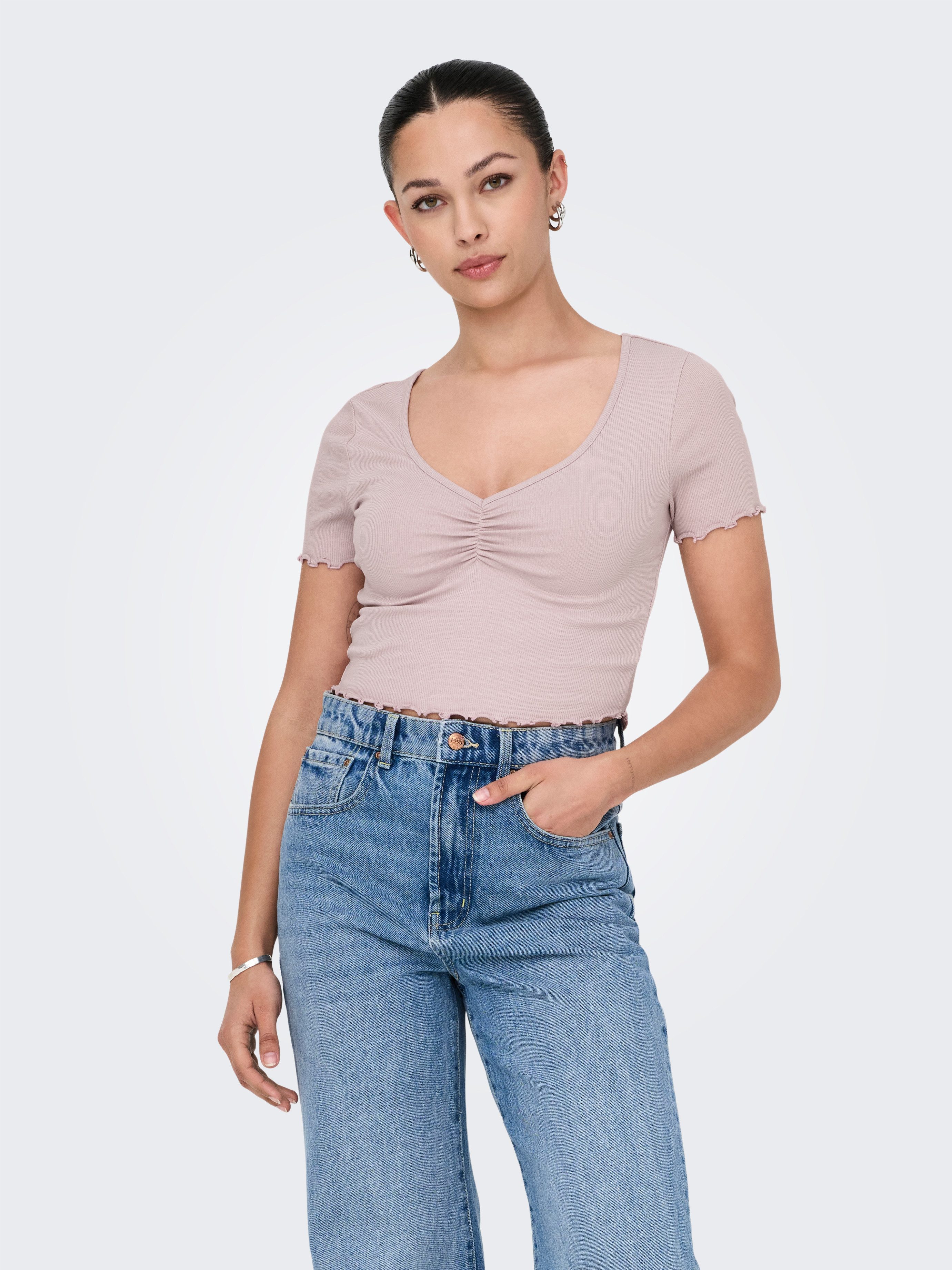 ONLY Kurzarmshirt ONLBETTY S/S V-NECK TOP CC JRS günstig online kaufen