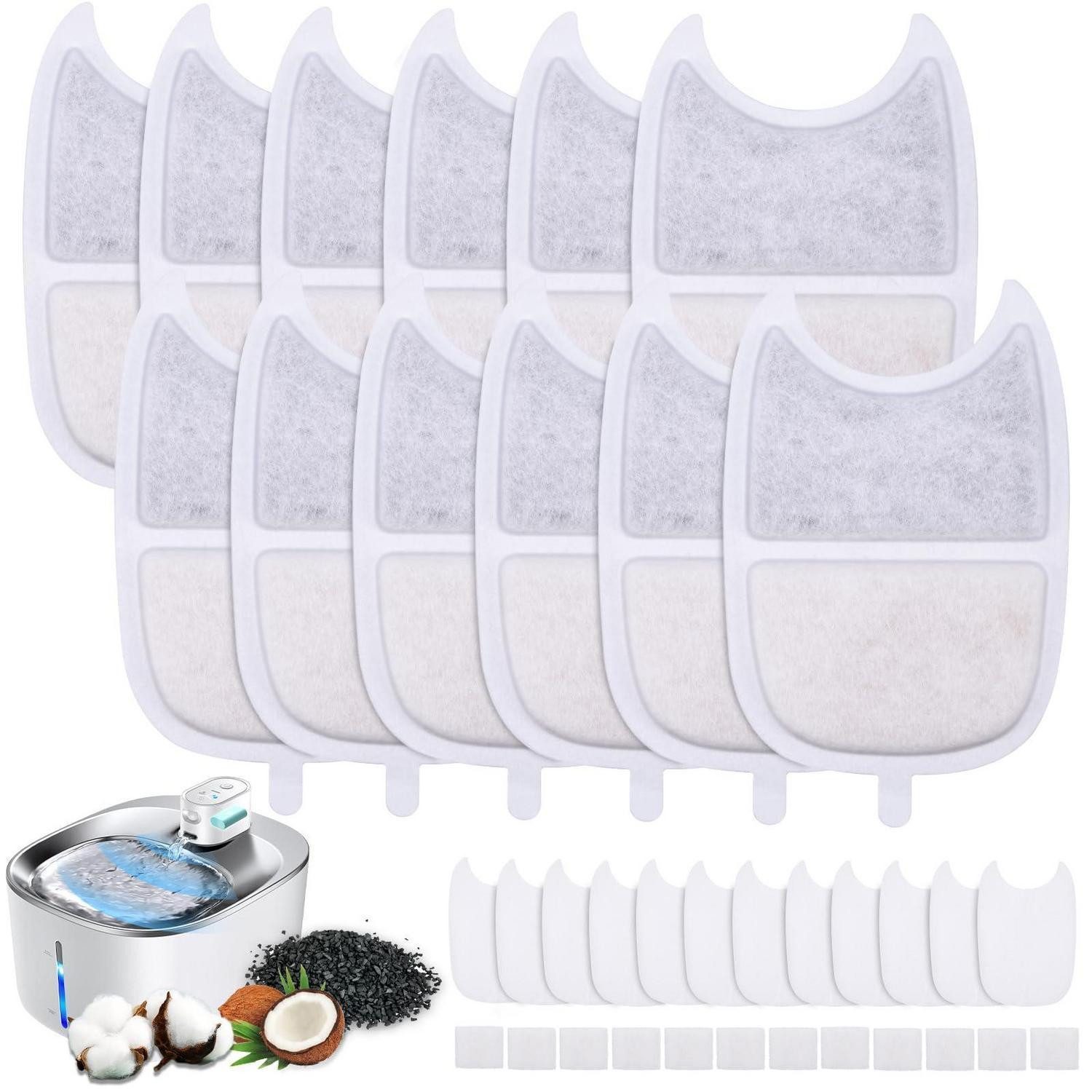 LuxusKollektion Trinkbrunnen Katzenbrunnen Filter 12er Set Aktivkohle