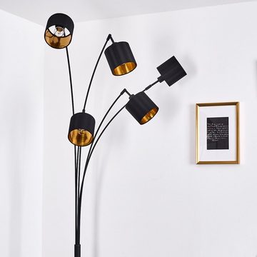 hofstein Stehlampe »Costa« moderne Stehleuchte aus Metall/Stoff in Schwarz/Gold, ohne Leuchtmittel, 3000 Kelvin, E14, Höhe 204cm, mit verstellbaren Textil-Schirmen und Fußschalter