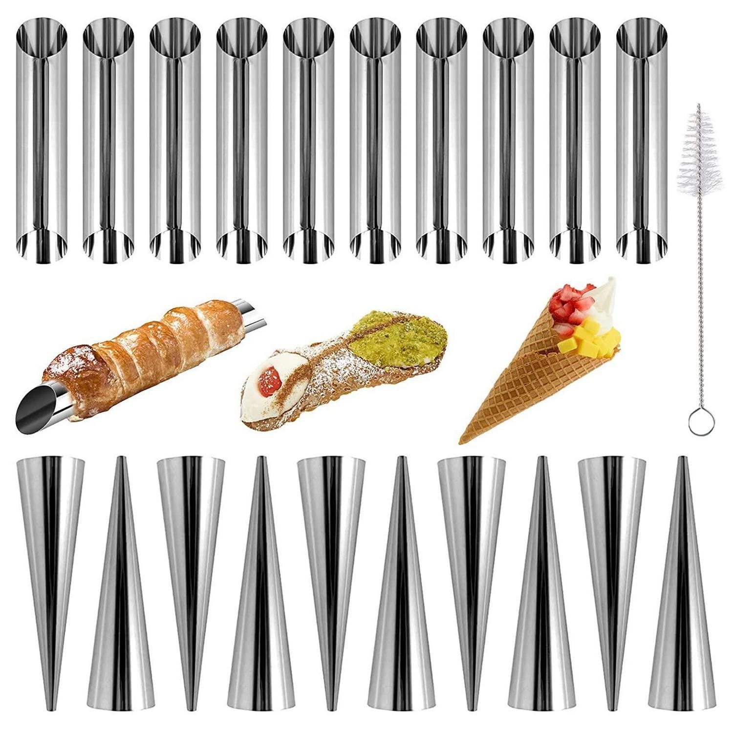 LuxusKollektion Backform Cannoli Backformen 21 Stk Edelstahl mit Bürste, (21-tlg)