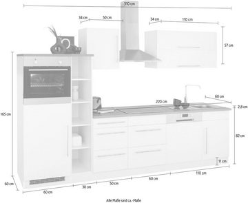 Kochstation Küchenzeile KS-Samos, mit E-Geräten, Breite 310 cm