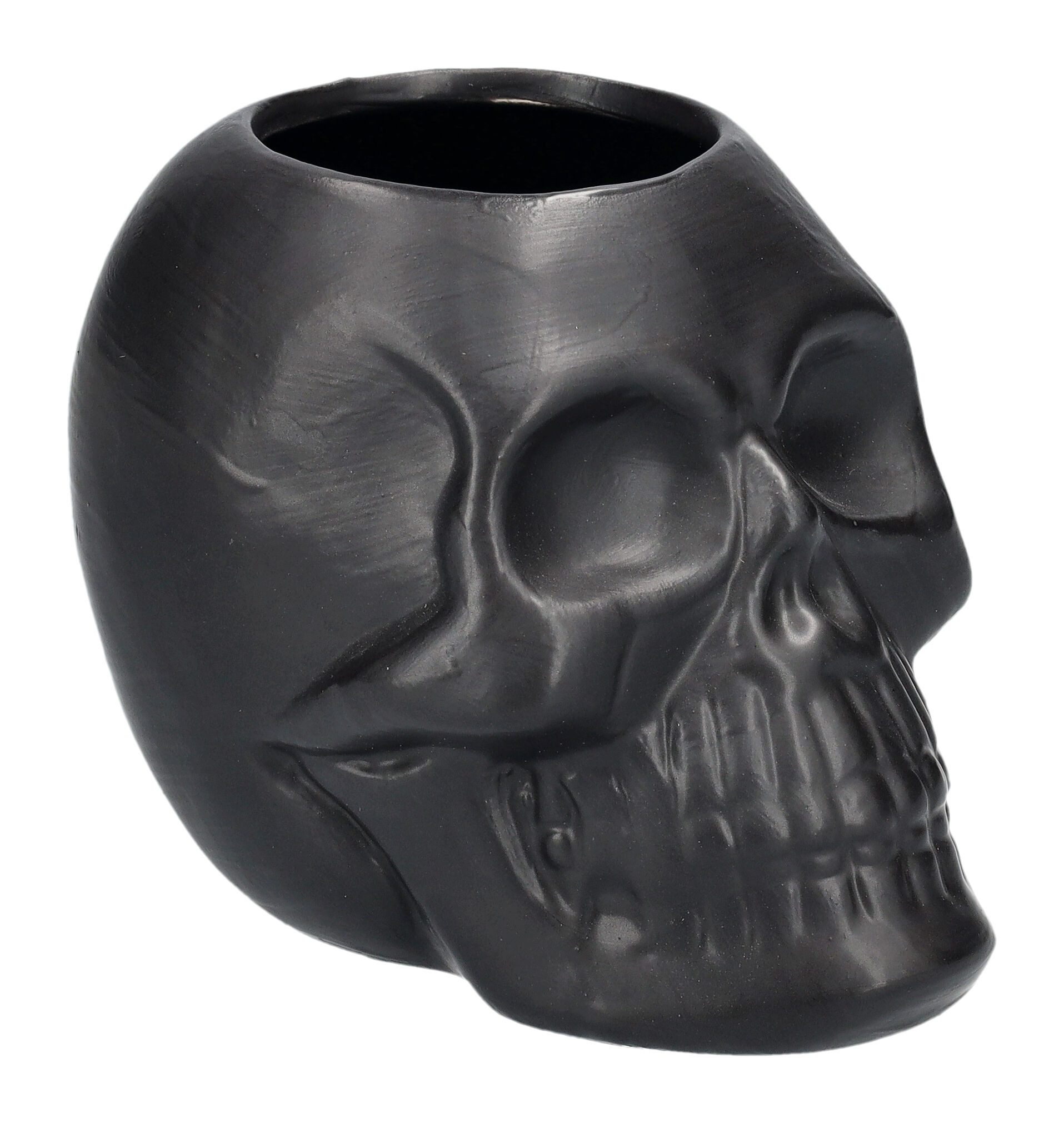 Figuren Shop GmbH Zahnputzbecher Zahnputzbecher - schwarzer Totenkopf - Gothic Fantasy Totenschädel