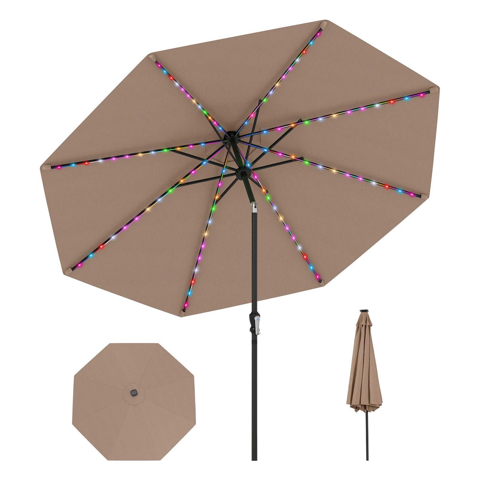 COSTWAY Sonnenschirm 300cm mit LED, Kurbel, günstig online kaufen
