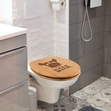 Mr. & Mrs. Panda WC-Sitz Kreis Deluxe - Transparent - Geschenk, WC-Sitz, Toilette, graviert, G (1-St), Versiegeltes Holz