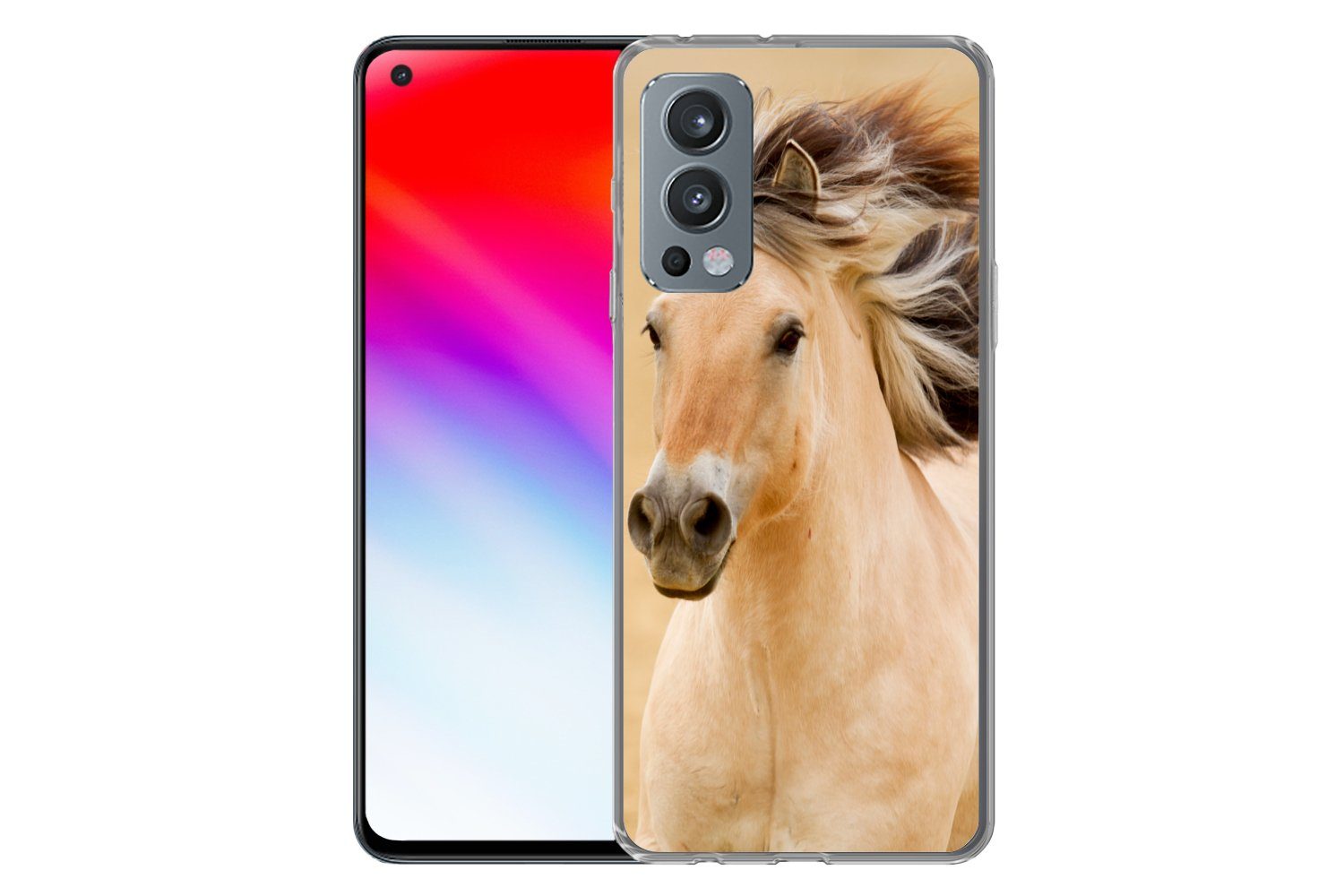 MuchoWow Handyhülle für OnePlus Nord 2 5G Pferde - Tiere - Mähne - Porträt, Phone Case, Silikon, Schutzhülle Dünn