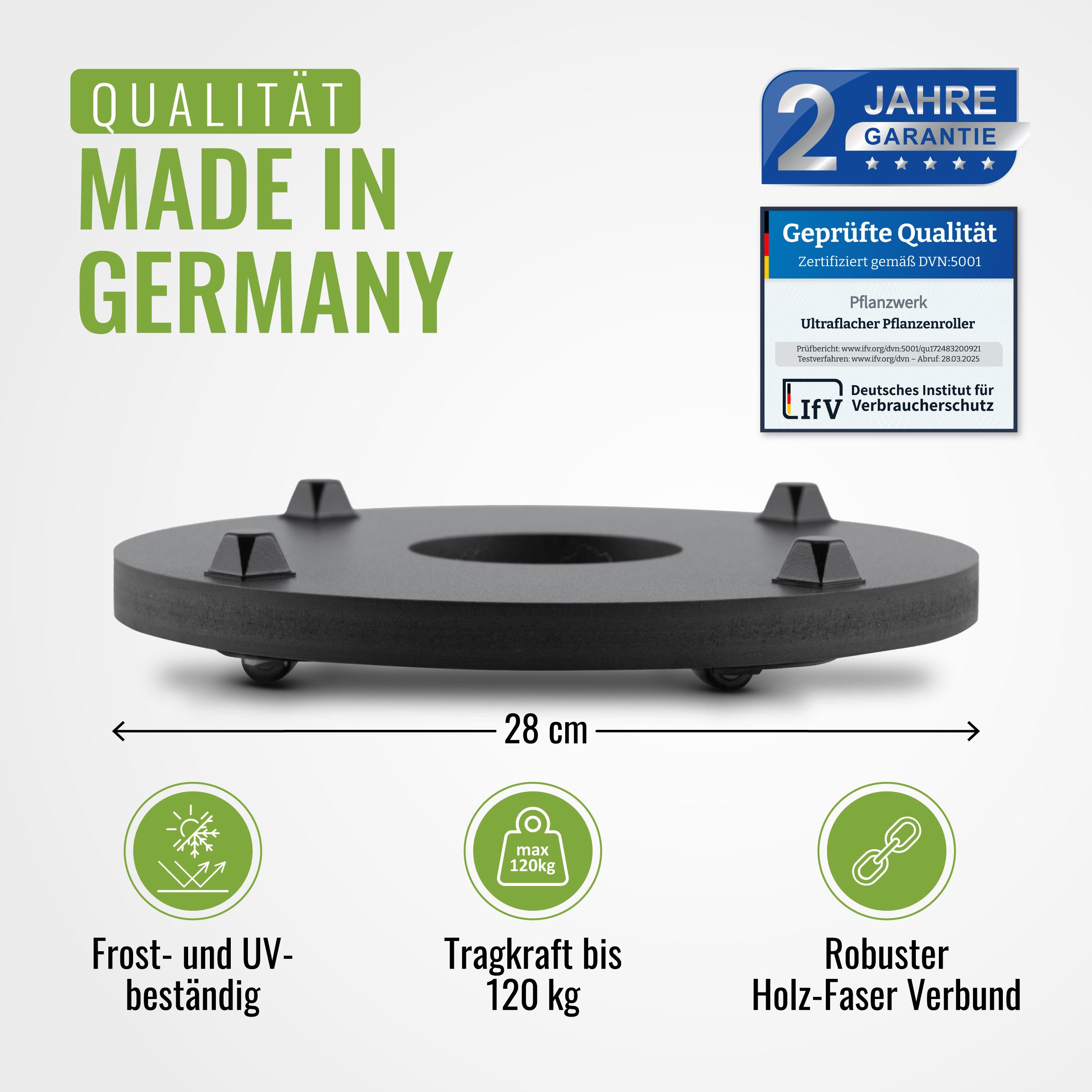 Pflanzwerk® Pflanzenroller Pflanzkübel Blumentopf Ultraflacher Designer Untersetzer Gefäßroller, German Design Award® - 2 Jahre Garantie - Outdoor & Indoor geei – Bild 3 von 5
