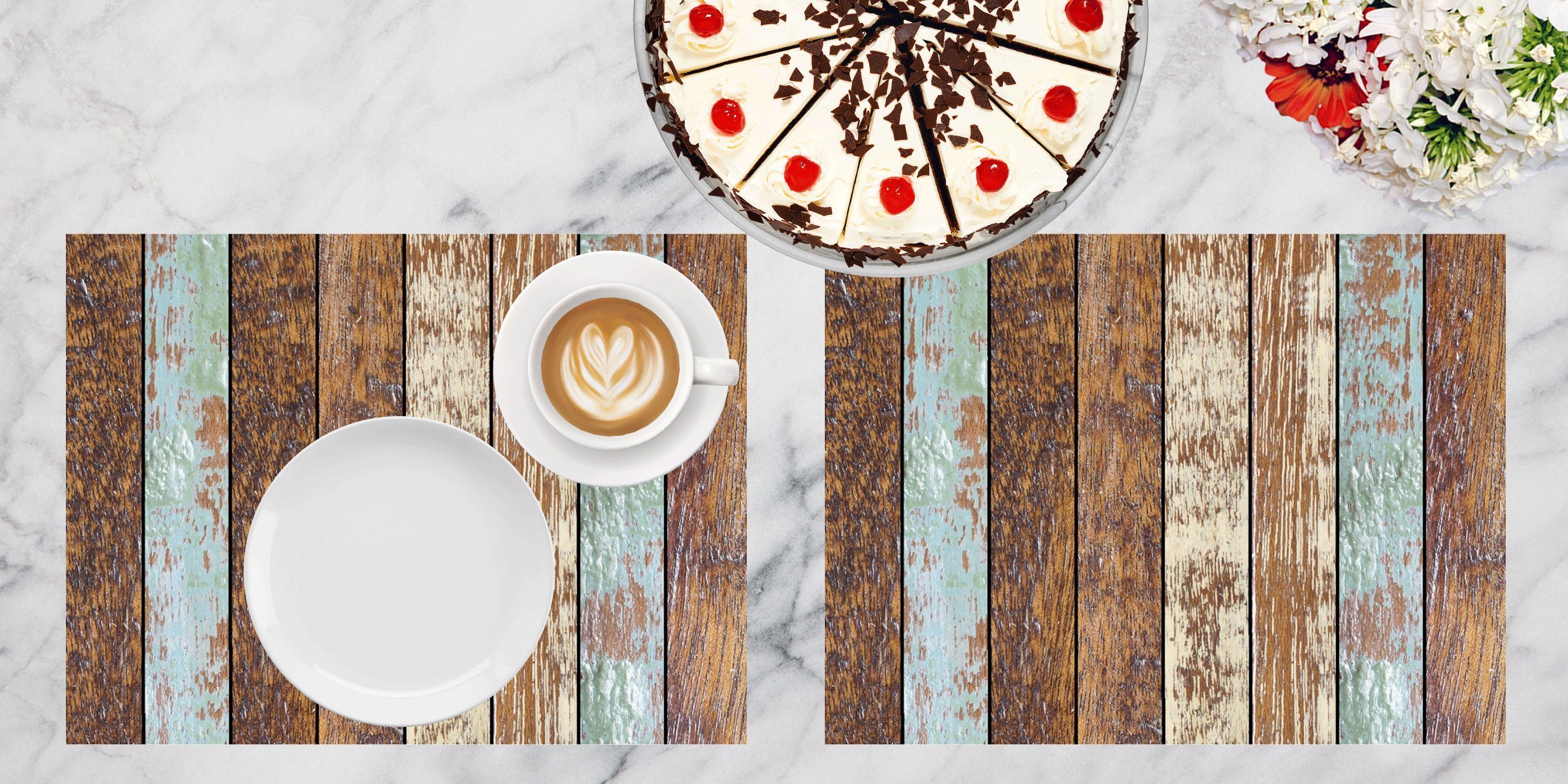 Tischsetmacher Platzset Tischset, Platzset abwaschbar - Holzoptik gestreift - 4 Stück aus erstklassigem Vinyl (Kunststoff) 40 x 30 cm, (4-St)