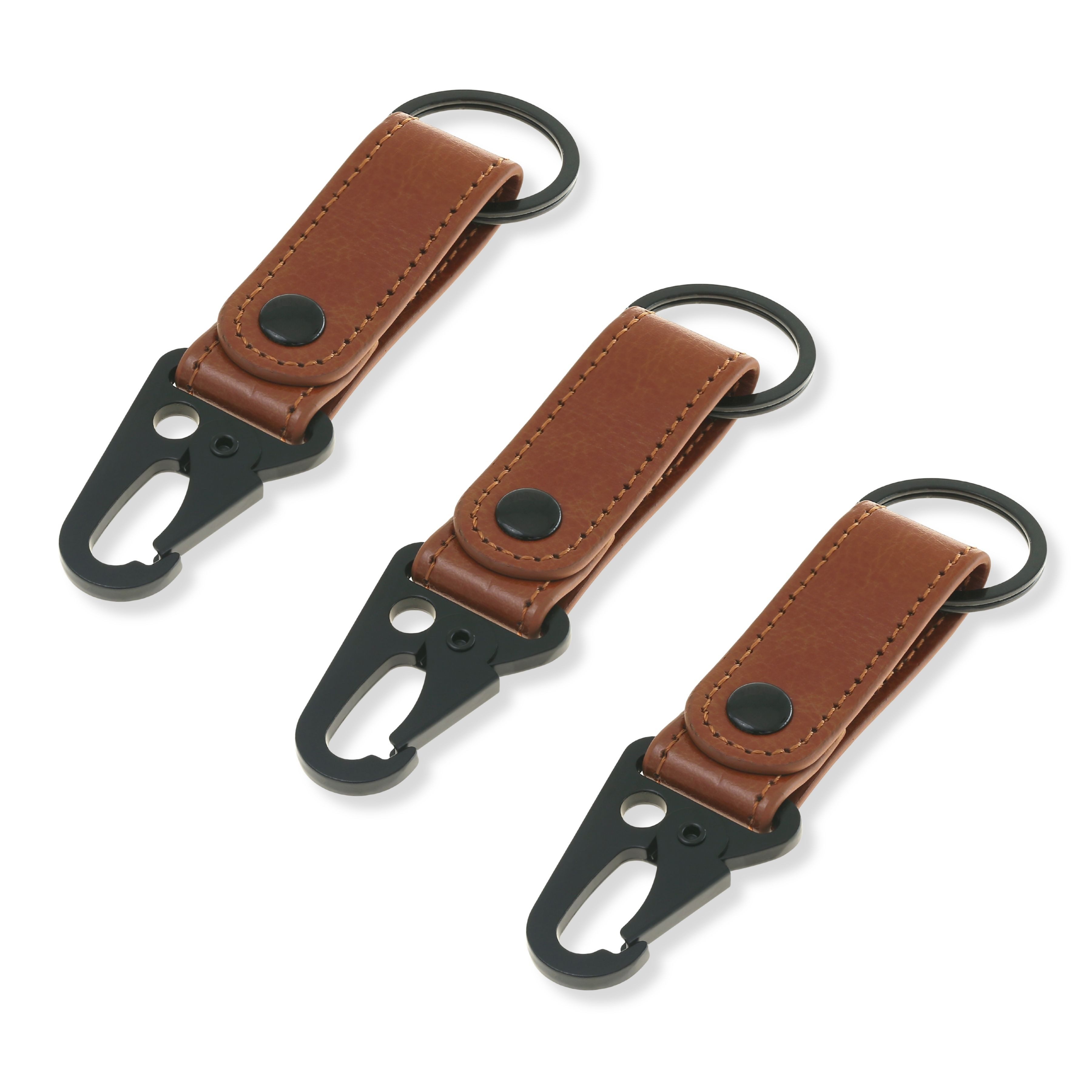 Made by Nami Брелки Set 3er Set Брелки Leder braun mit Karabiner, aus veganen Leder – 3-teiliges Set - robust