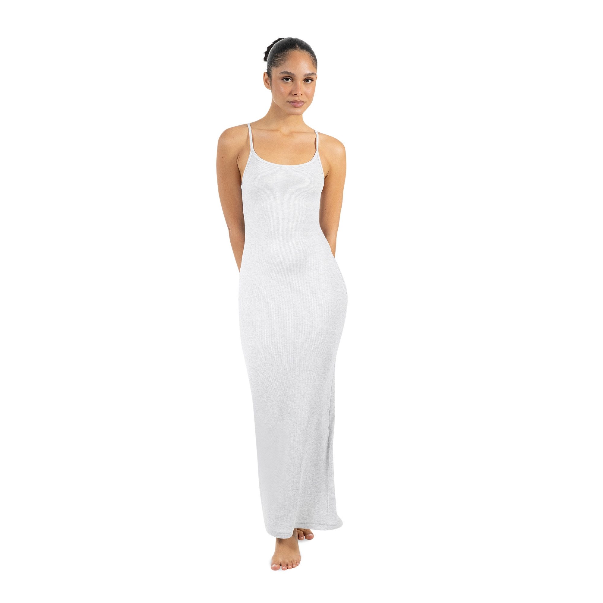 Smilodox Maxikleid Aveline Backless, Figurbetontes Rückenfreies Rippstrickkleid Knöchellanges elastisches Sommerkleid, Alltag & besondere Anlässe