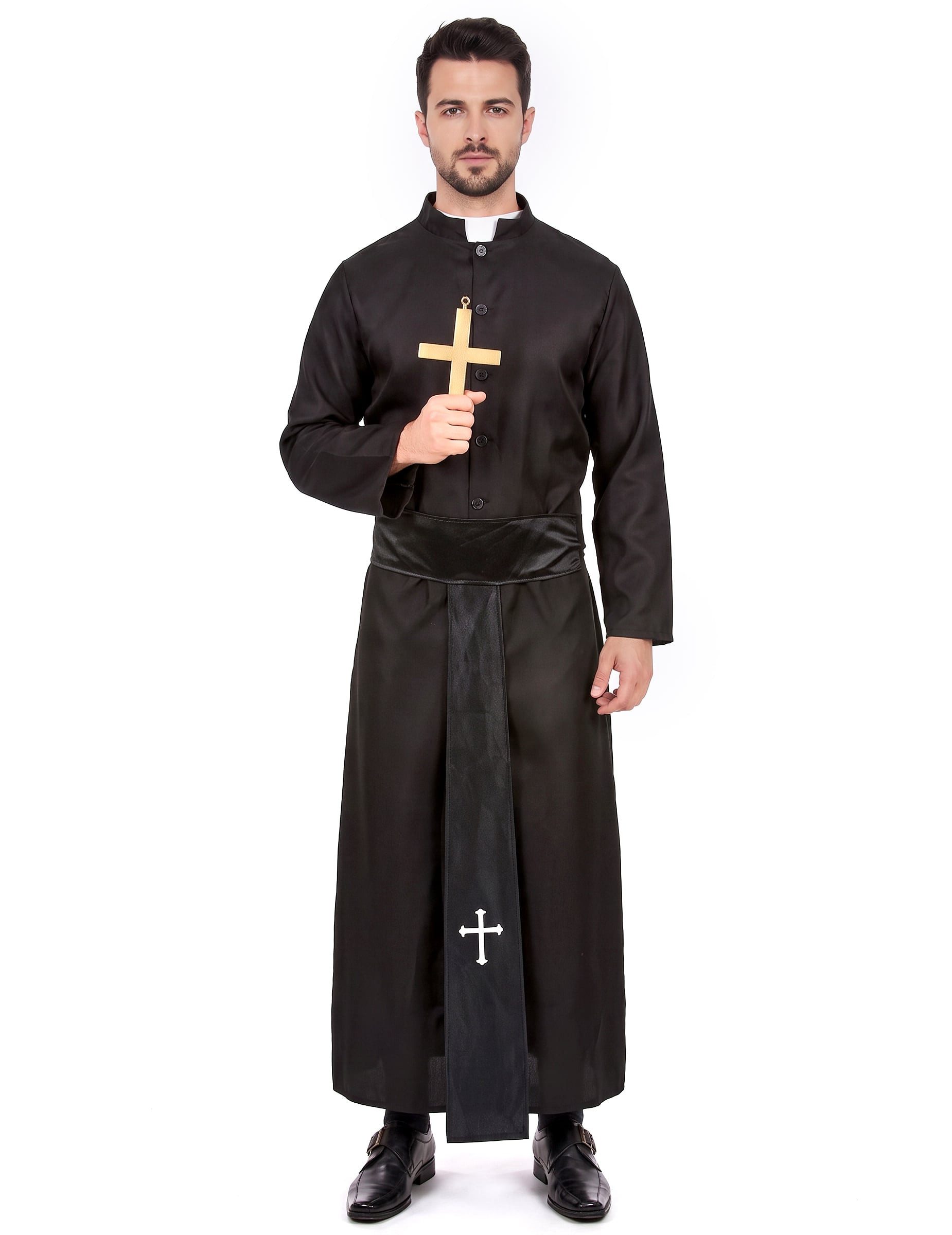 JADEO Kostüm Priester Kostüm Pfarrer schwarz-weiss
