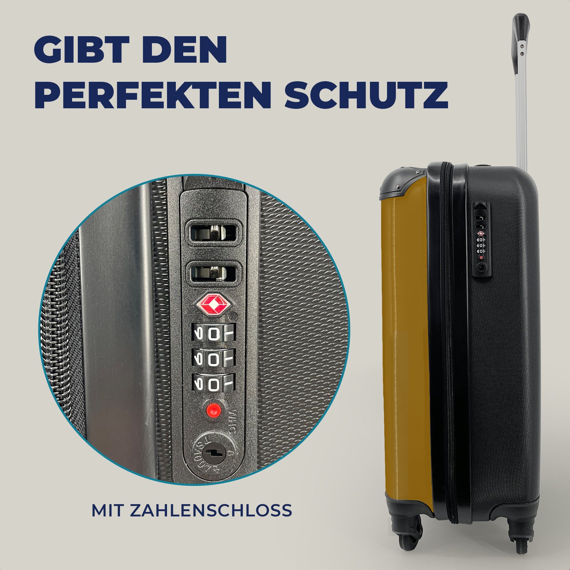 MuchoWow Handgepäckkoffer 4 Luxus Reisekoffer mit Gold Rollen, Ferien, Handgepäck - für Interieur, Trolley, rollen, - Reisetasche