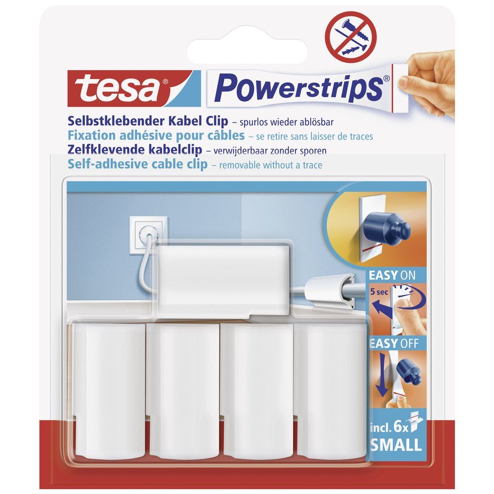tesa Klebehaken tesa POWERSTRIPS® Kabel-Clips Weiß Inhalt: 5 St., (POWERSTRIPS)