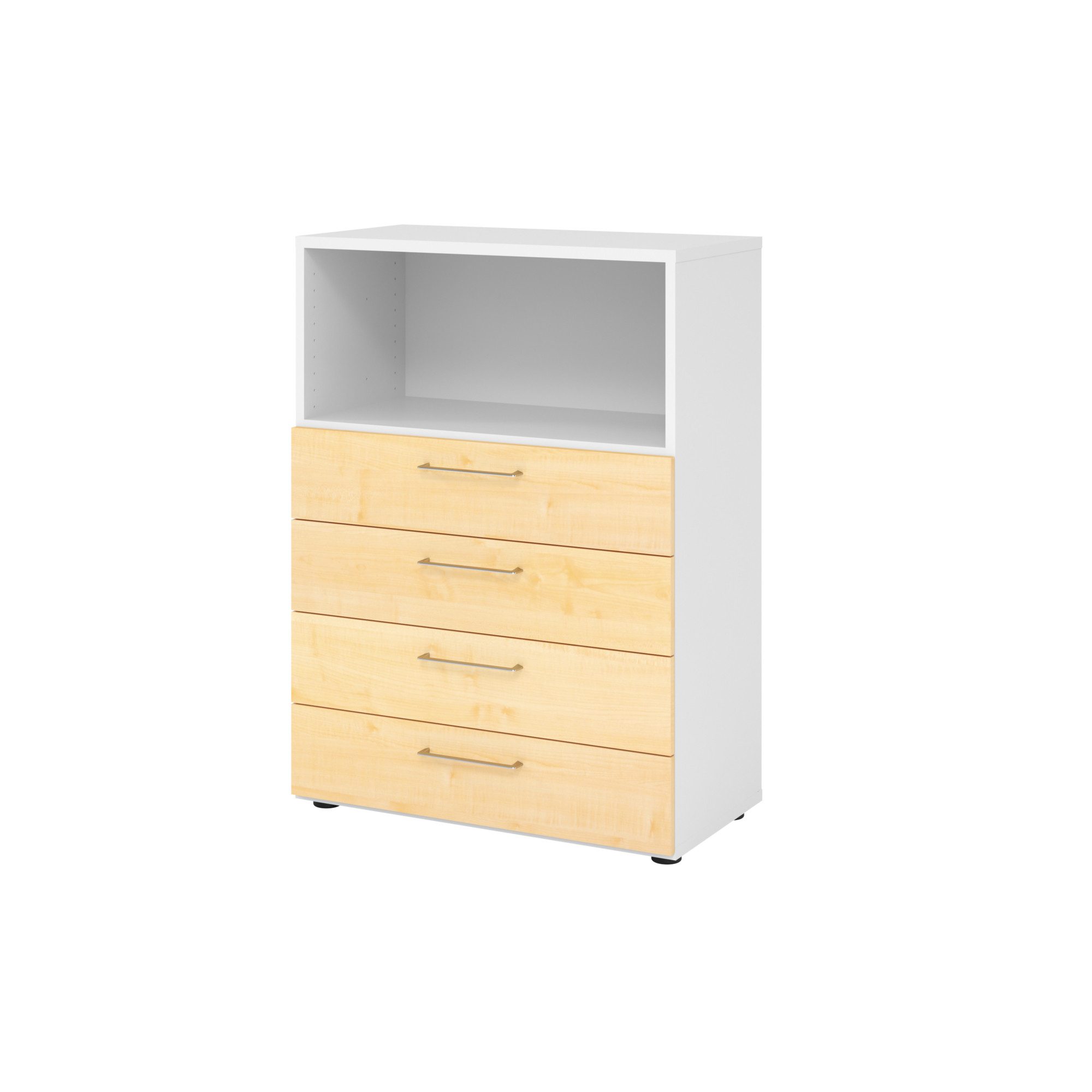 Aktenschrank Regal 3OH 4 Schübe weiß/Ahorn