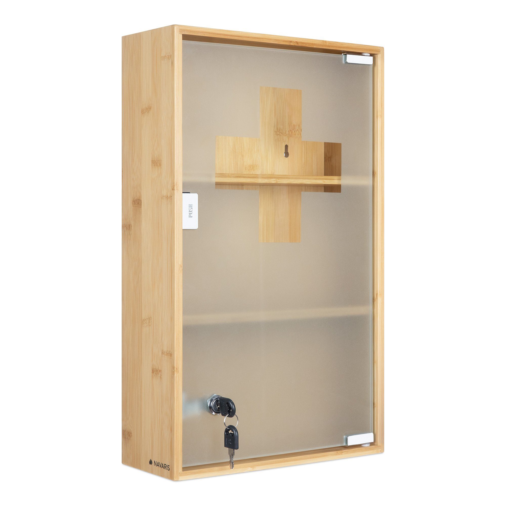 Navaris Medizinschrank Medikamentenschrank abschließbar aus Bambus günstig online kaufen