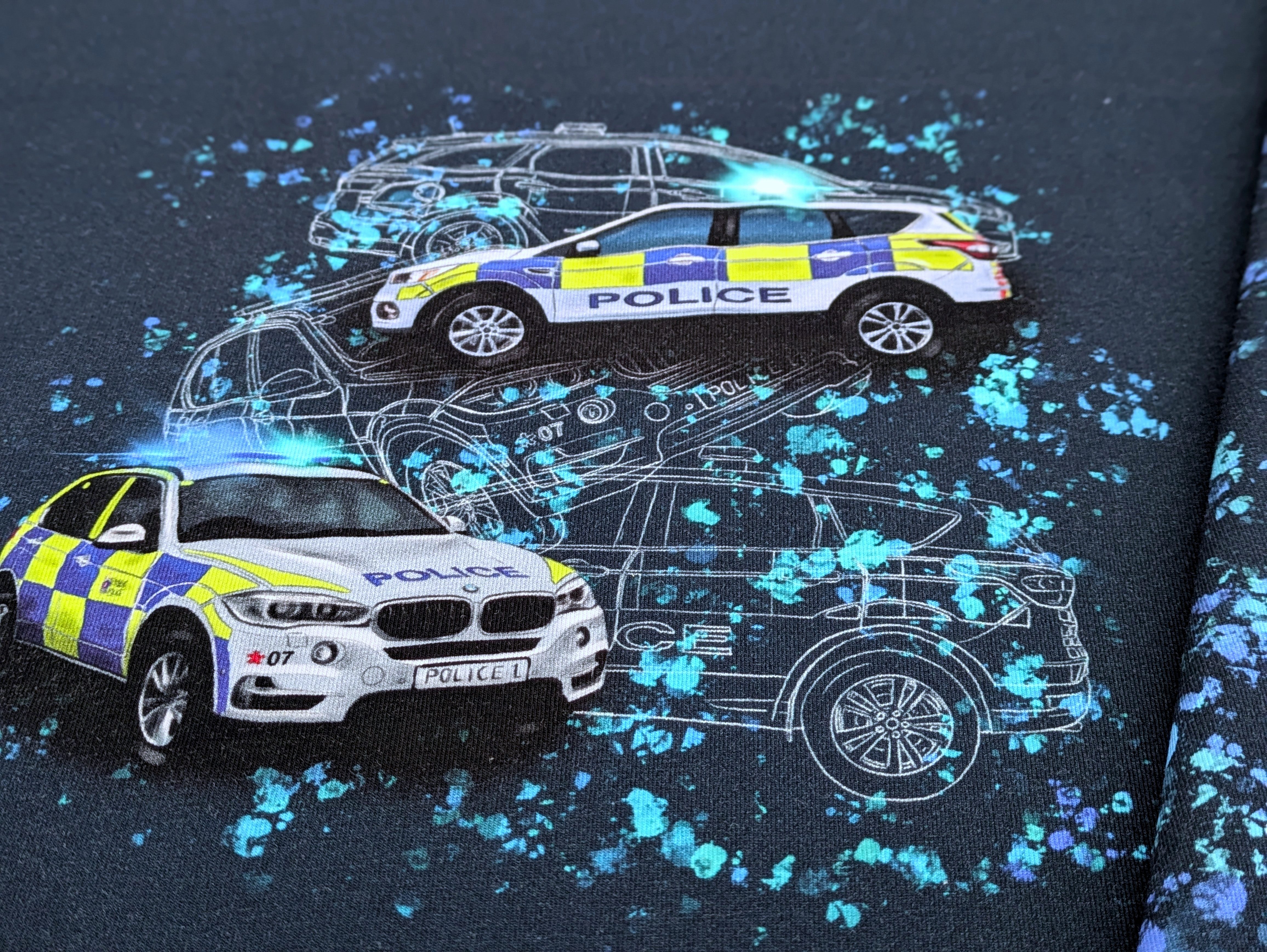 Thumbnail - Corileo Stoff EP Bio Baumwolljersey Panel Polizei Verkehr Blau ca.65 x 165 cm