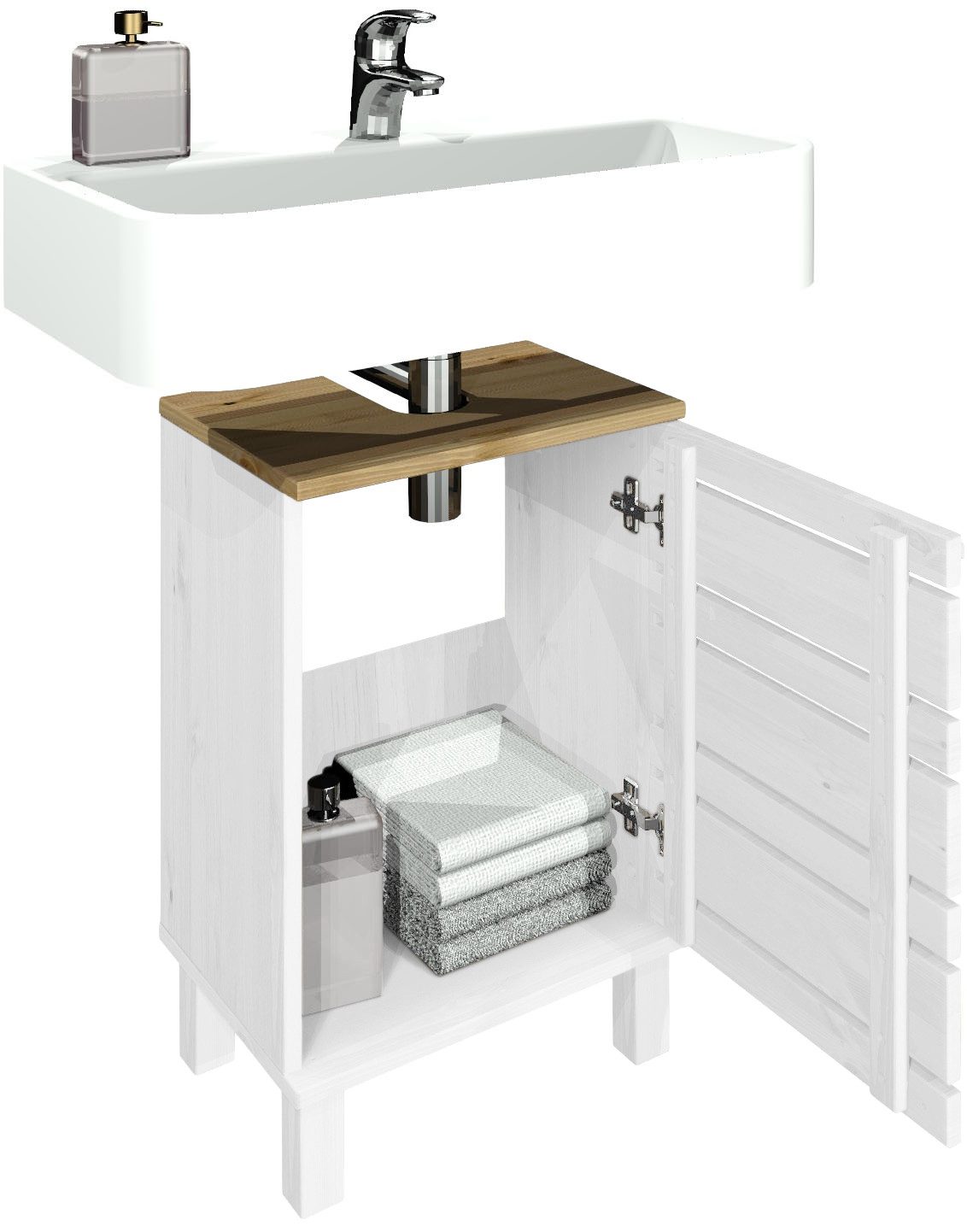 Home affaire Waschbeckenunterschrank JOSIE Breite 40 cm, aus Massivholz, Metallgriff, 1 Tür