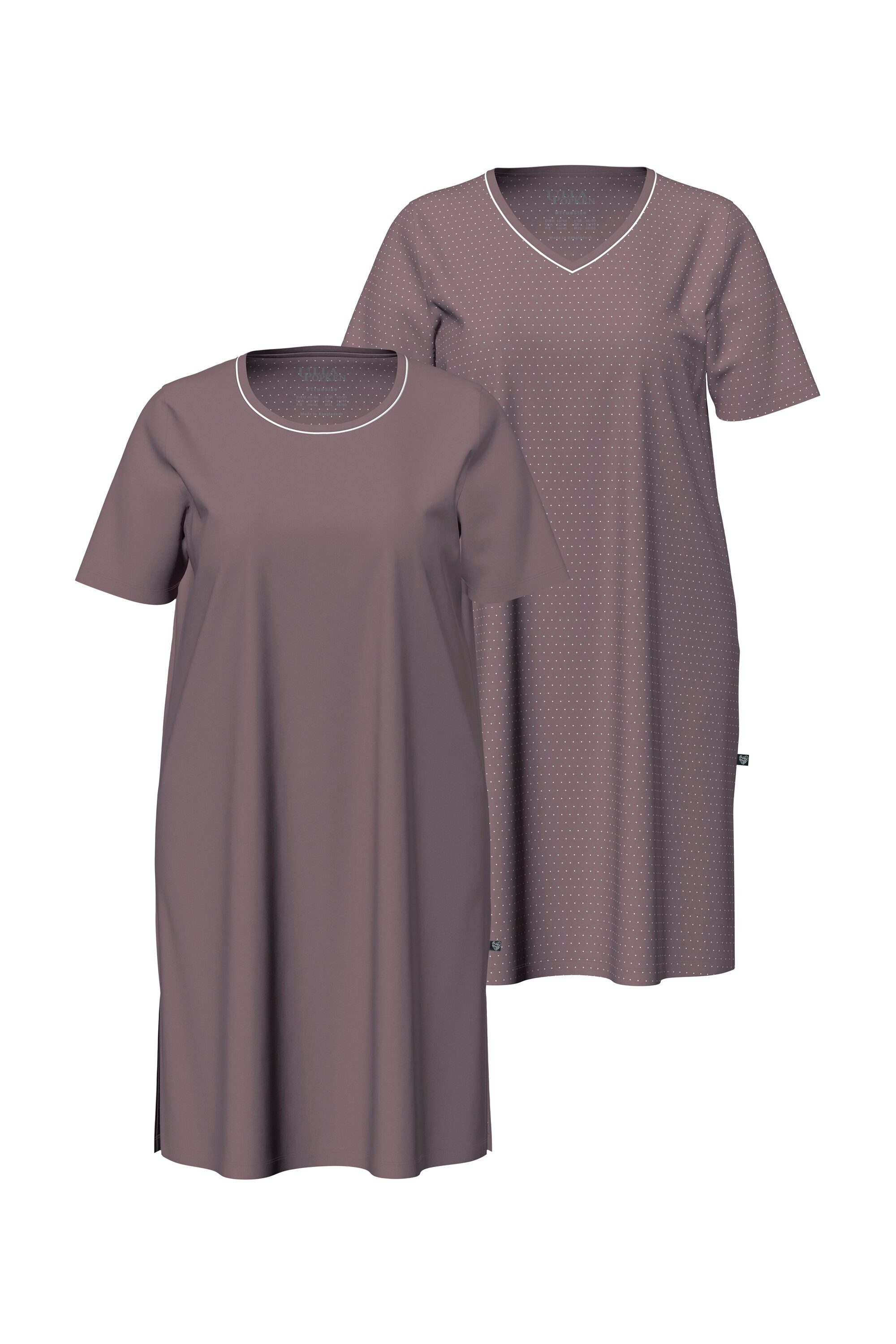 Ulla Popken Bigshirt Bigshirts 2er-Pack Rundhals/V-Ausschnitt Halbarm