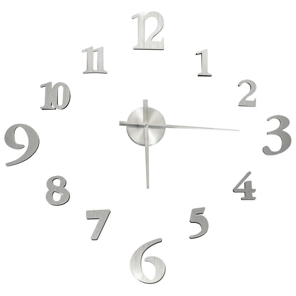 vidaXL Uhr NA 3D-Wanduhr Modernes Design Silbern 100 cm XXL