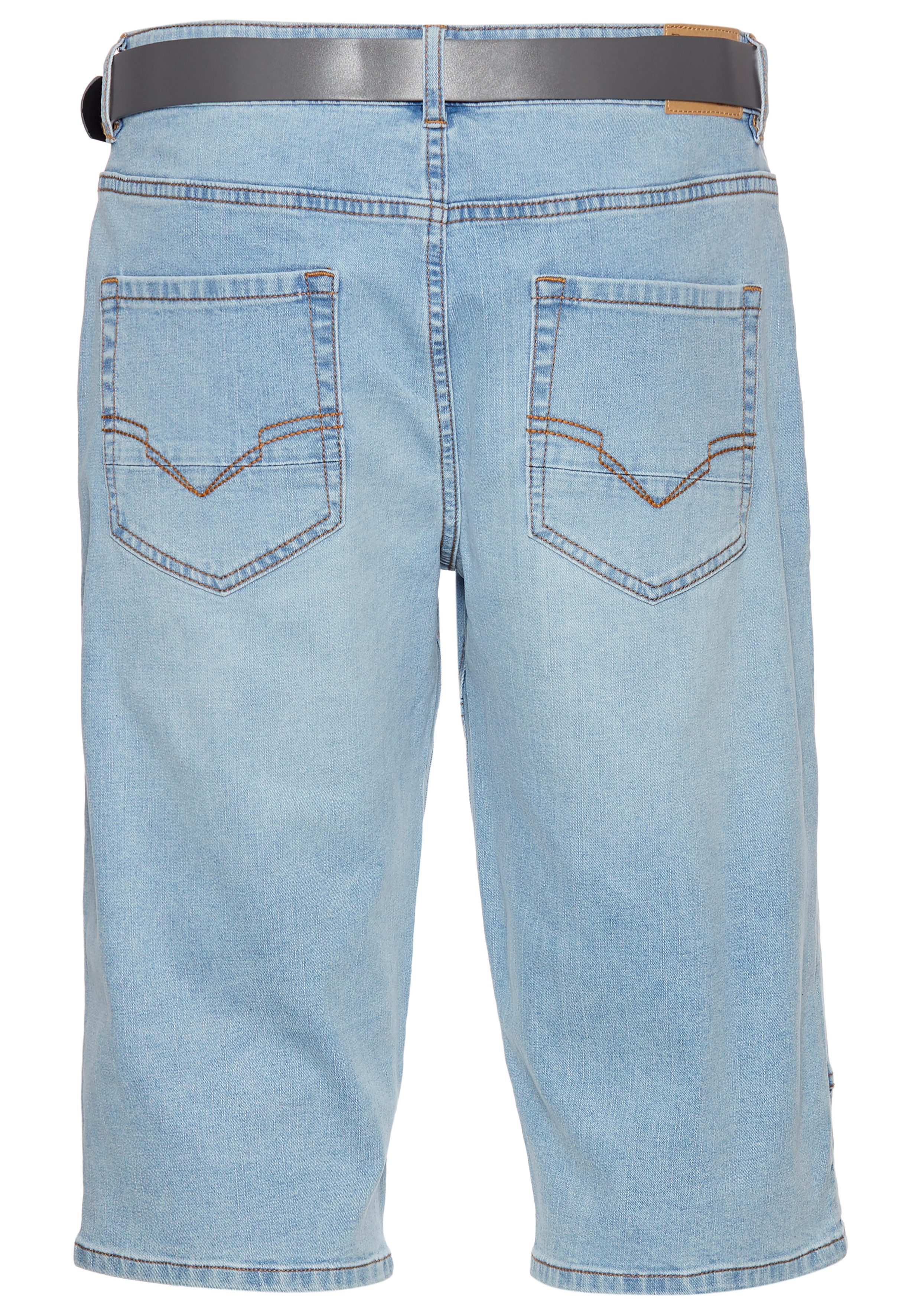 H.I.S Jeansbermudas HANTZ (Set, 2-tlg., mit abnehmbarem Gürtel) gerader Beinschnitt, Used-Look mit Abriebeffekten