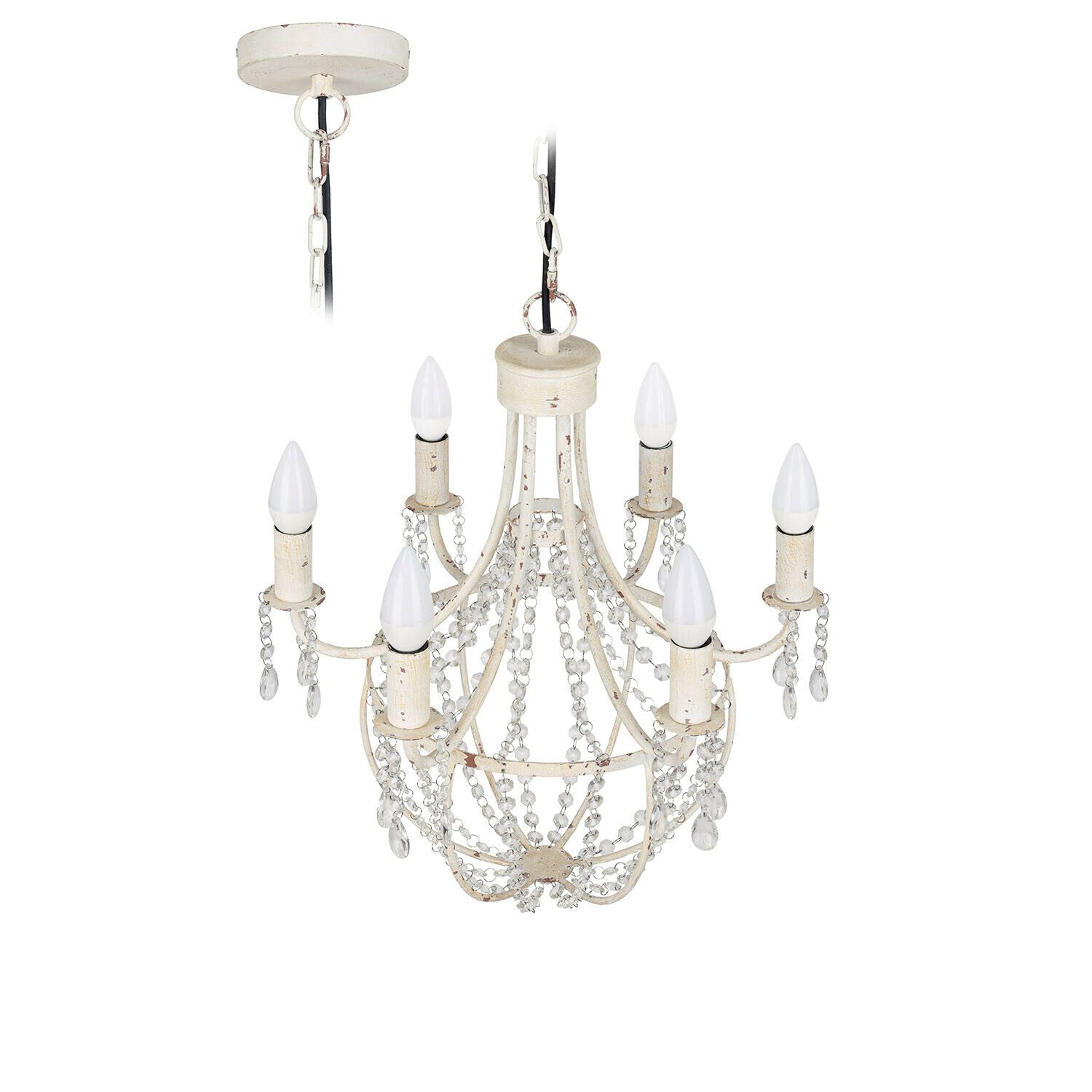 Kronleuchter Kronleuchter Elmsley antikweiß/klar