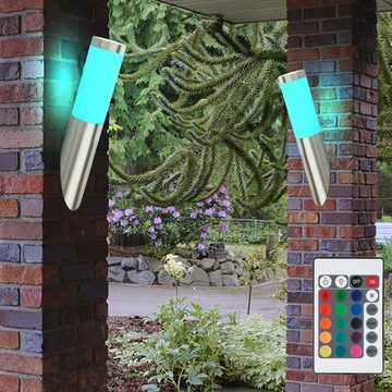 etc-shop Außen-Wandleuchte, Leuchtmittel inklusive, Warmweiß, Farbwechsel, Robuste Wand Lampe Farbwechsel Garten Weg Außen Leuchte im Set