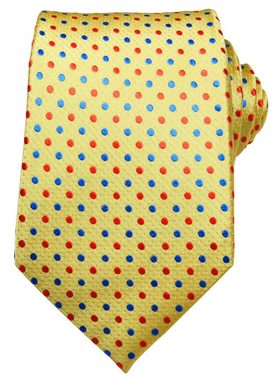 Paul Malone Krawatte 7-Fold Seidenkrawatte Schlips modern elegant 100% Seide gepunktet (Set, 2-St., mit Einstecktuch) gelb rot blau S14112-46