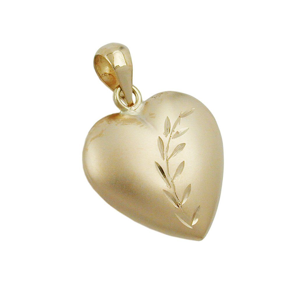 Gallay Herzanhänger 14x14mm Herz mit 1-tlg) Schliff GOLD (Anhänger, 9Kt matt-glänzend