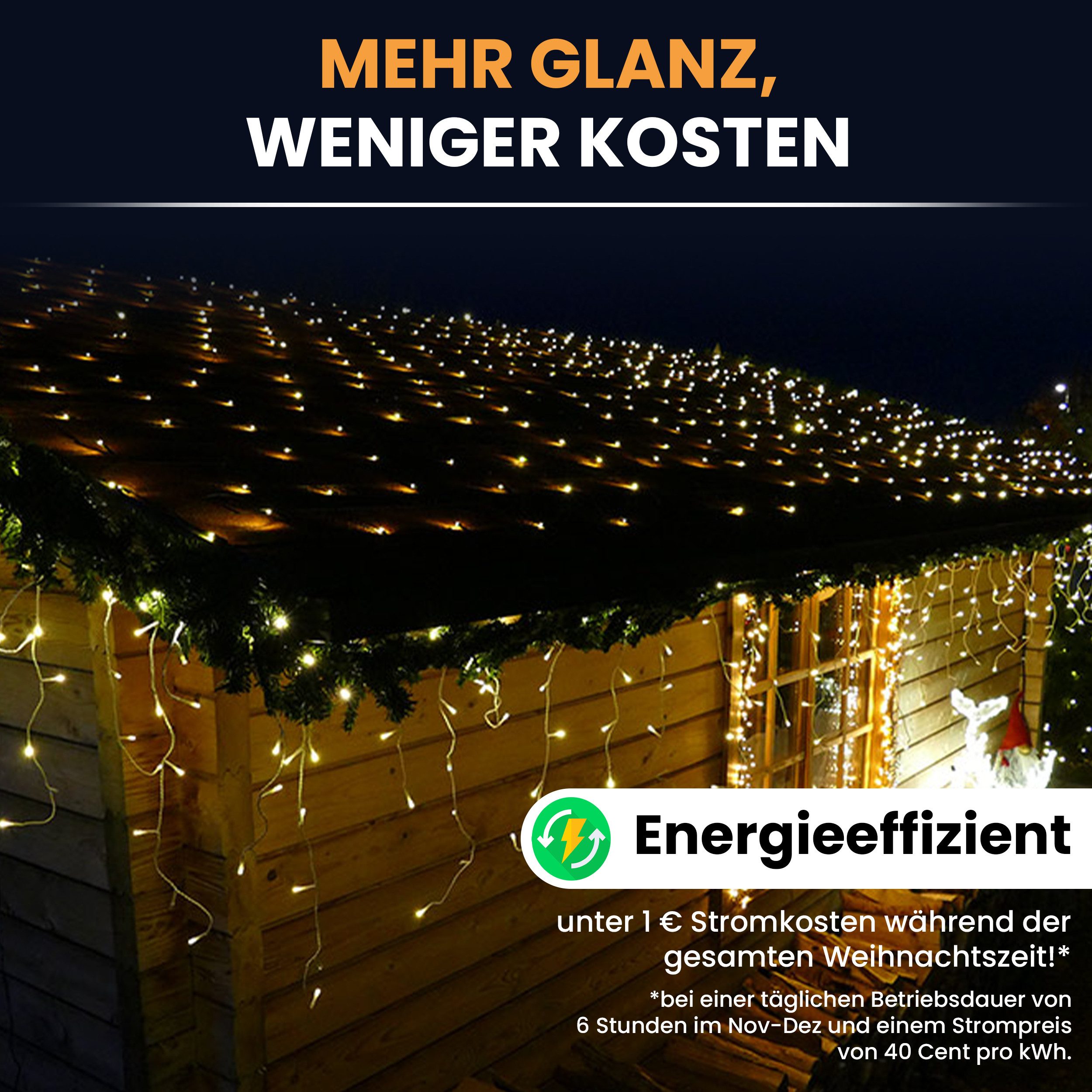 Gartenpirat LED-Lichternetz mit Kabel LED-Beleuchtung Lichterkette Weihnachtsdeko außen