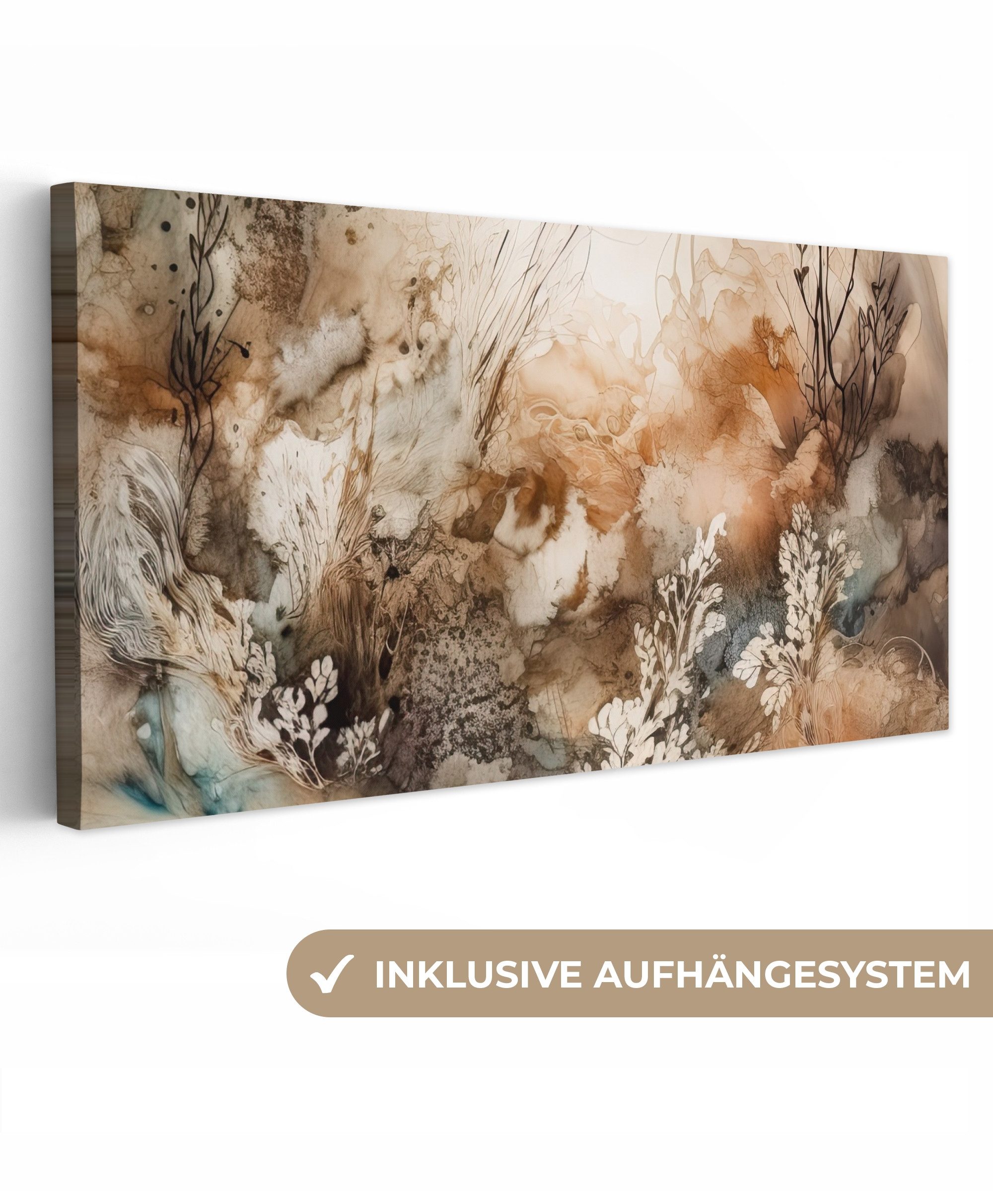 OneMillionCanvasses® Leinwandbild Panorama Abstrakt - Beige günstig online kaufen