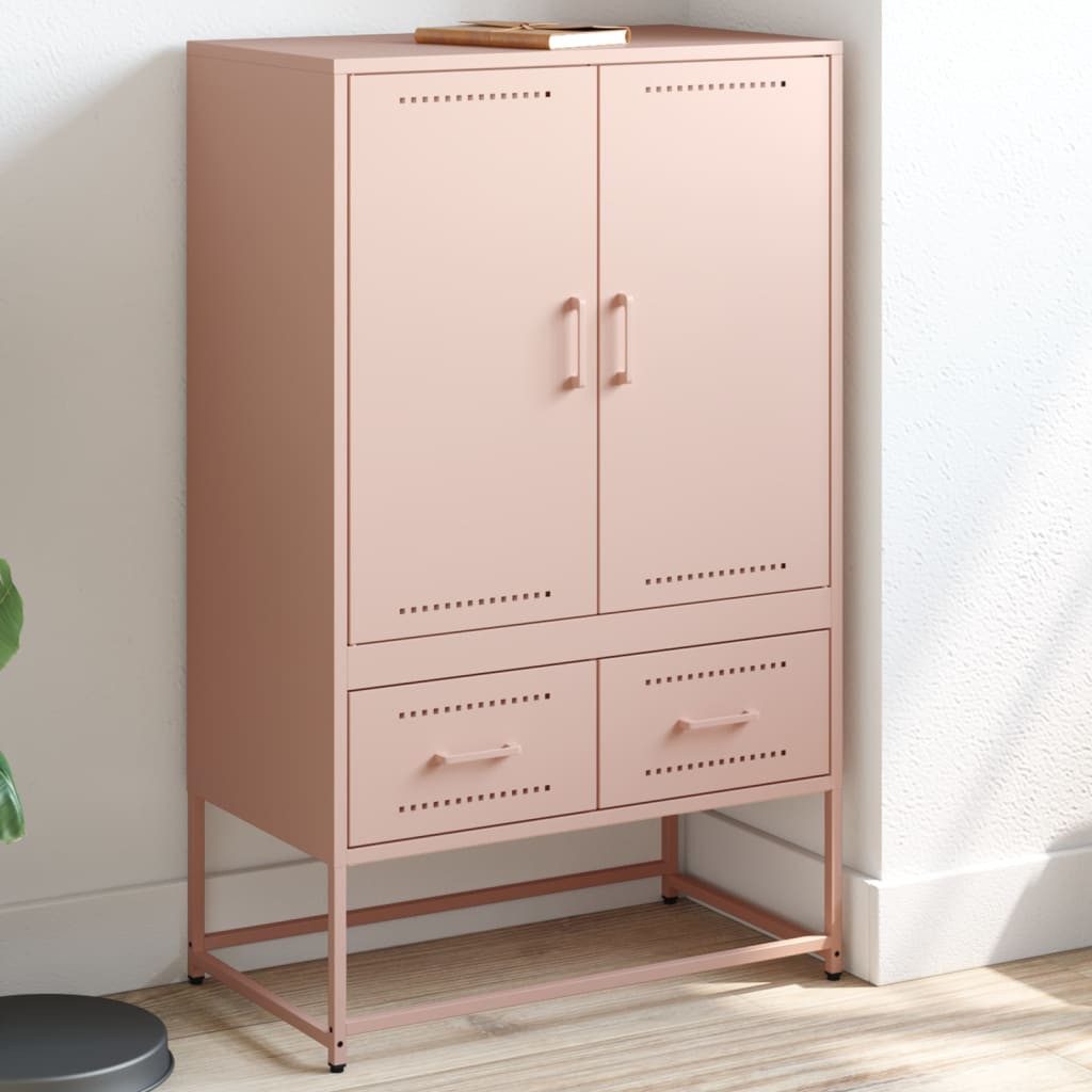 furnicato Highboard 68 x 39 x 111,5 cm Rosa (1 St), Stabiler Aufbewahrungsschrank mit 2 Schubladen und 2 Türen