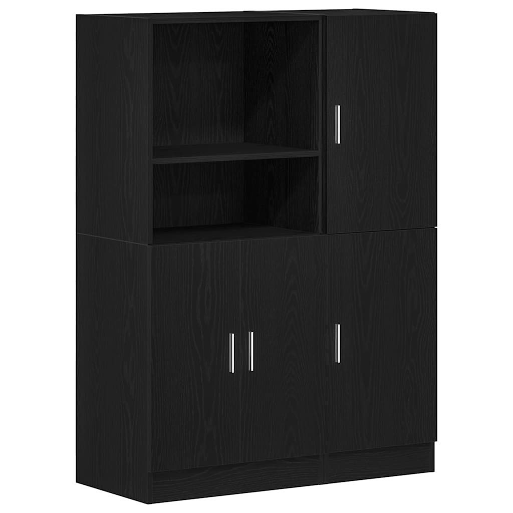 vidaXL Regal 2-tlg. Küchenschrank-Set Schwarz Holzwerkstoff, günstig online kaufen