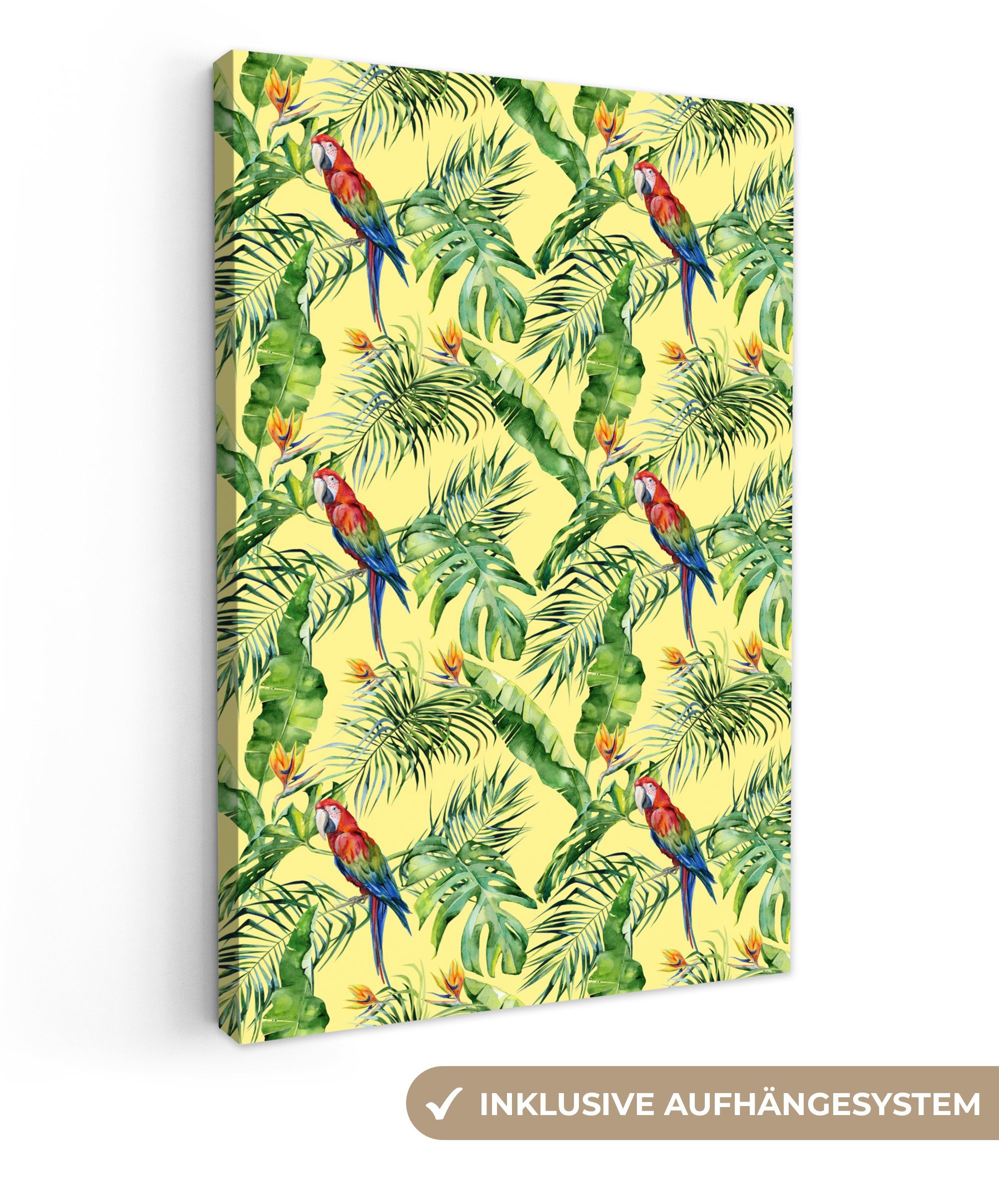 OneMillionCanvasses® Leinwandbild Paradiesvogelblume - Blumen, (1 St), Leinwandbild fertig bespannt inkl. Zackenaufhänger, Gemälde, 20x30 cm