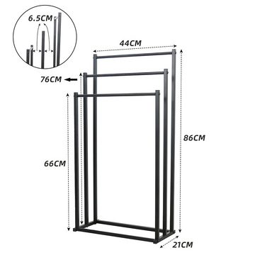 PFCTART Handtuchständer Handtuchhalter freistehend, mit 3 Stangen, Stanzfreie Konstruktion, Handtuchhalter für das Badezimmer