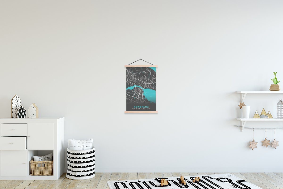 - Poster Wohnzimmer, (1 - MuchoWow für Stadtplan Textilposter Deutschland Konstanz - St), Posterleiste, Karte, Bilderleiste, Magnetisch