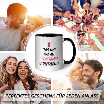 GRAVURZEILE Tasse mit Spruch - Awesome Girlfriend - Geschenk für Paare & Verliebte, Keramik, Farbe: Schwarz & Weiß