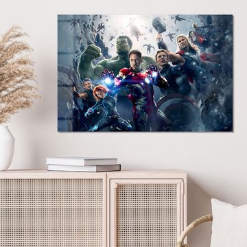 DEQORI Glasbild 'Avengers Gruppen Collage', 'Avengers Gruppen Collage', Glas Wandbild Bild schwebend modern