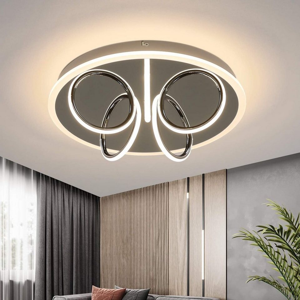 ZMH LED Deckenleuchte Warmweiß Modern Schlafzimmer Küche Rund Beleuchtung, LED  fest integriert