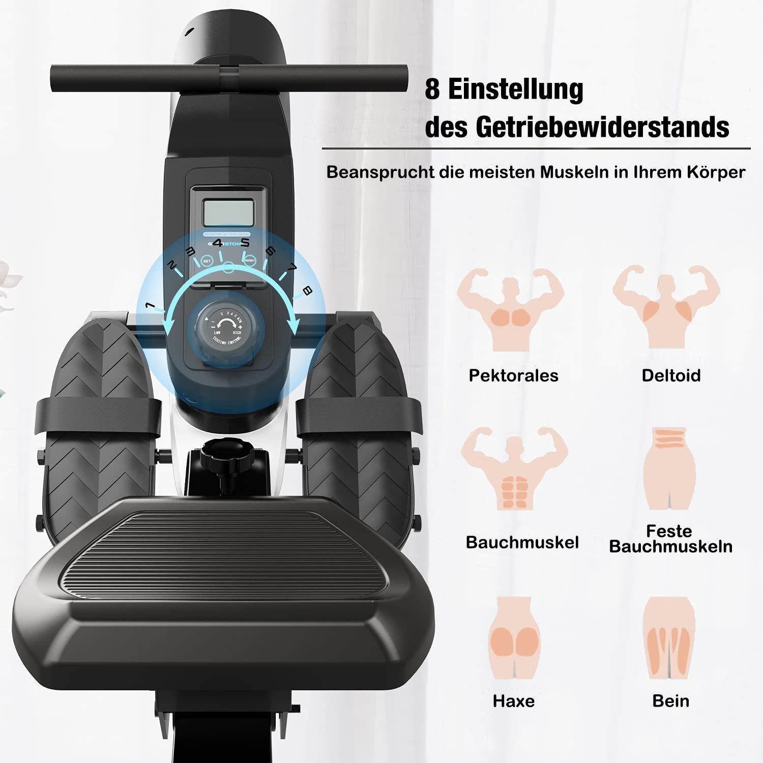 CITYSPORTS Rudergerät HC1pro/HC3 Leises Magnetisches Rudergerät für Zuhause (Mit 16 Widerstandsstufen), Mit LCD-Monitor, max 120kg,Handyhalterung, geräuscharmes Gleiten