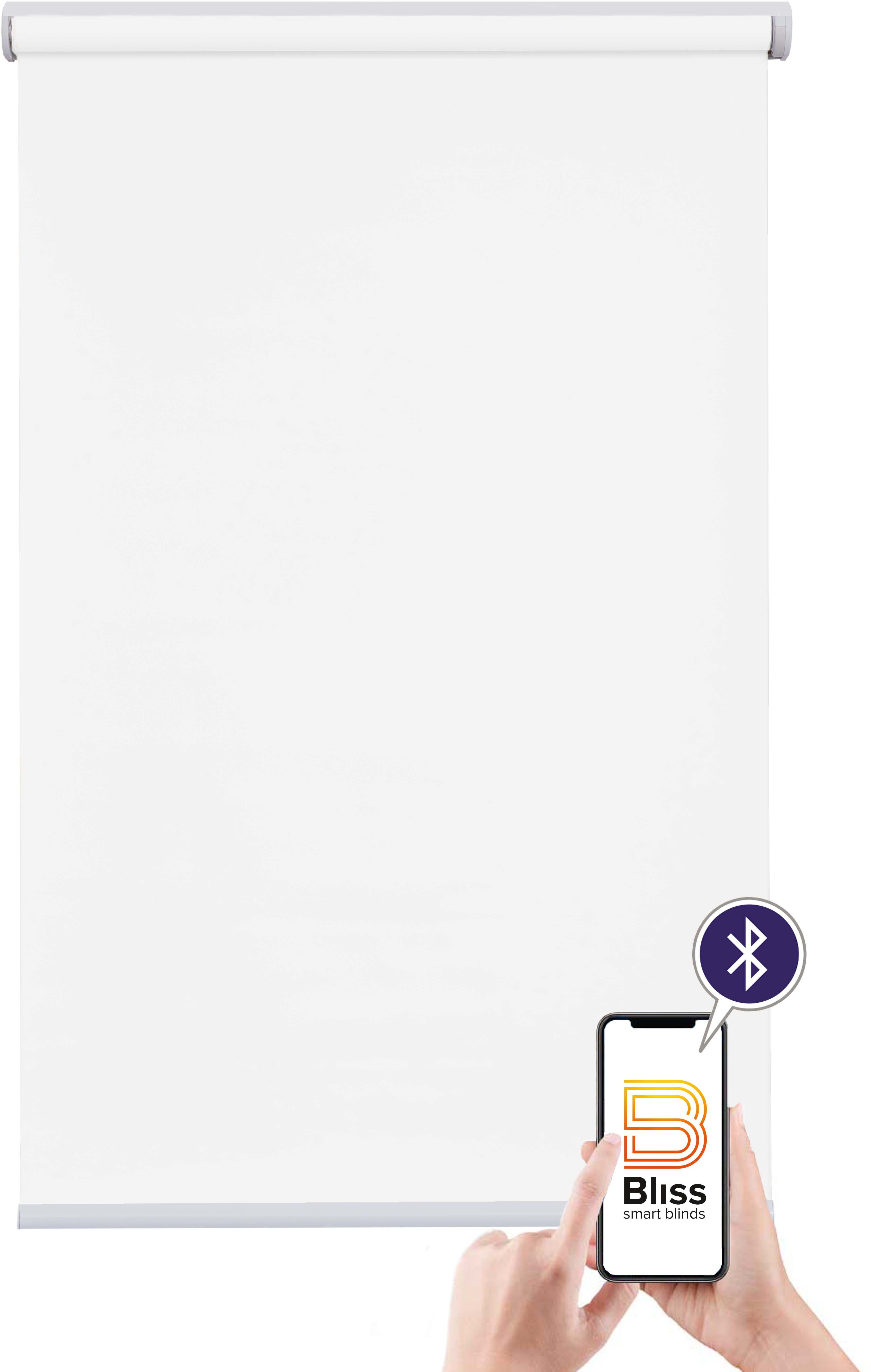 Elektrisches Rollo Akkurollo Upcycling appgesteuert, blickdicht, Sunlines, sunlines, blickdicht, ohne Bohren, verschraubt, appgesteuert via Bluetooth