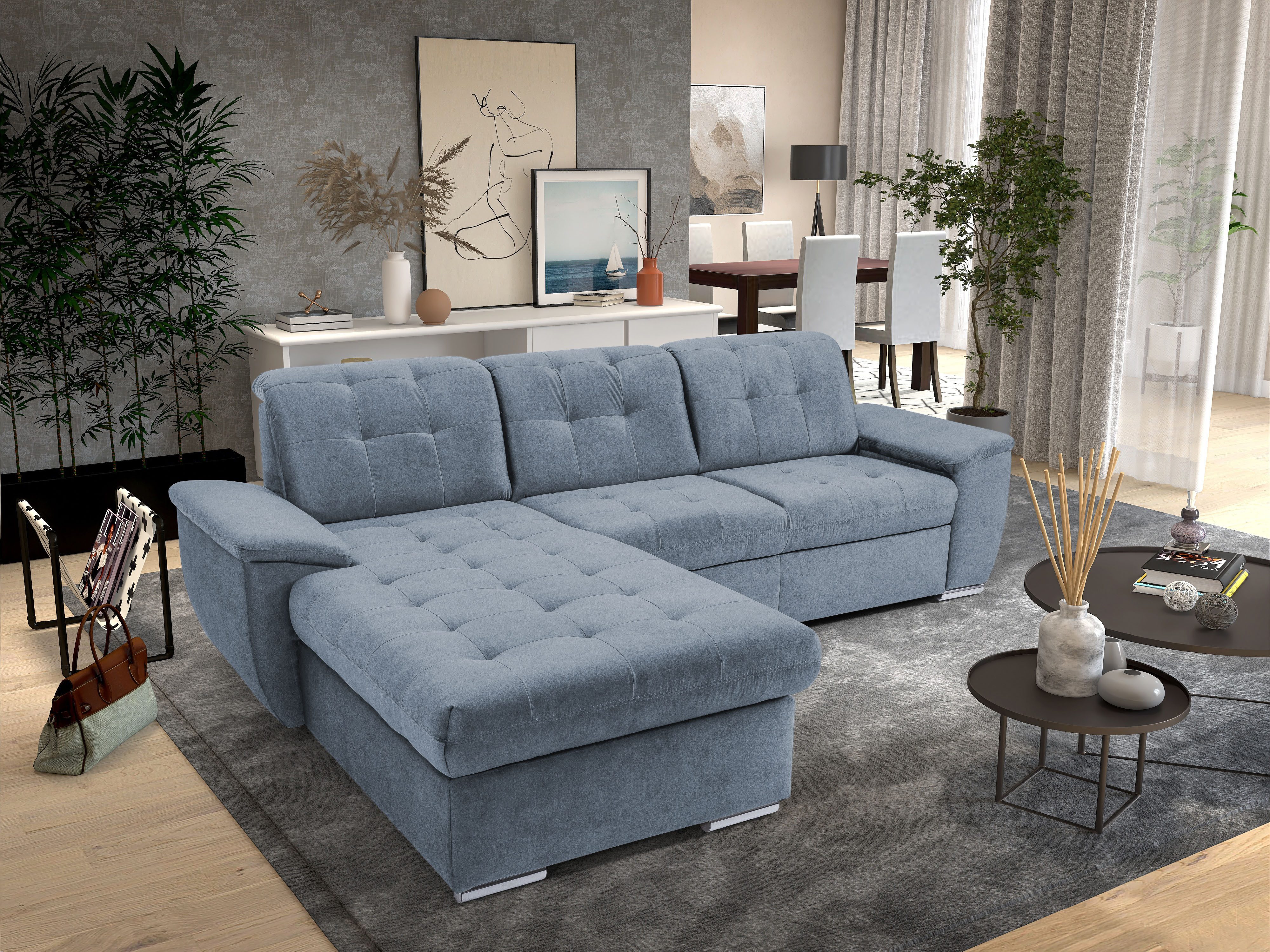 exxpo - sofa fashion Ecksofa Derby Inkl. Kopfteilverstellung, wahlw. Bett & Bettkasten, L-Form, EXTRA an Komfort zum Relaxen, Entspannen und Wohlfühlen