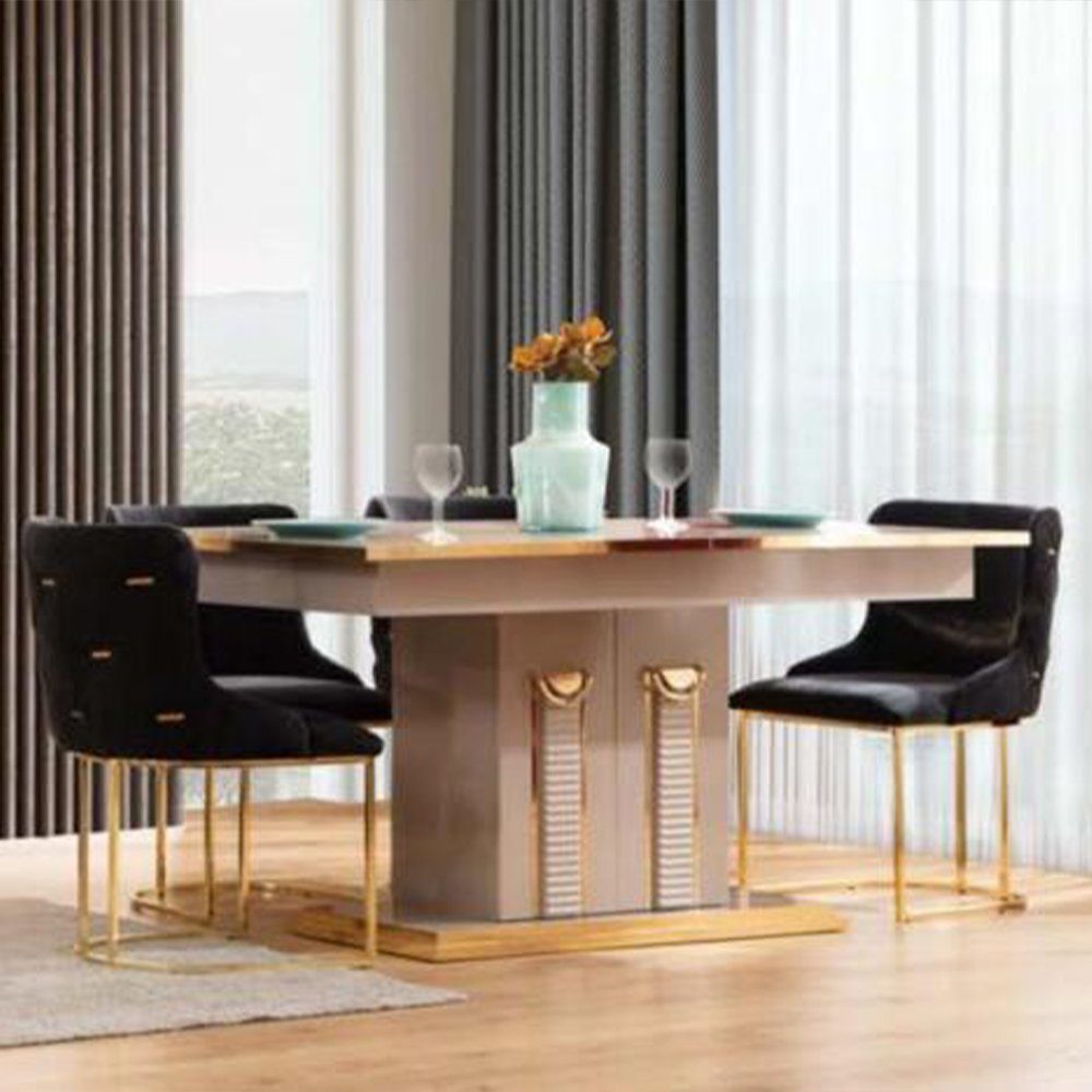 JVmoebel Esstisch Moderne Esszimmer Made Tisch + 6x 7tlg, Europe Stühle Set Luxus Garnitur Edelstahl In