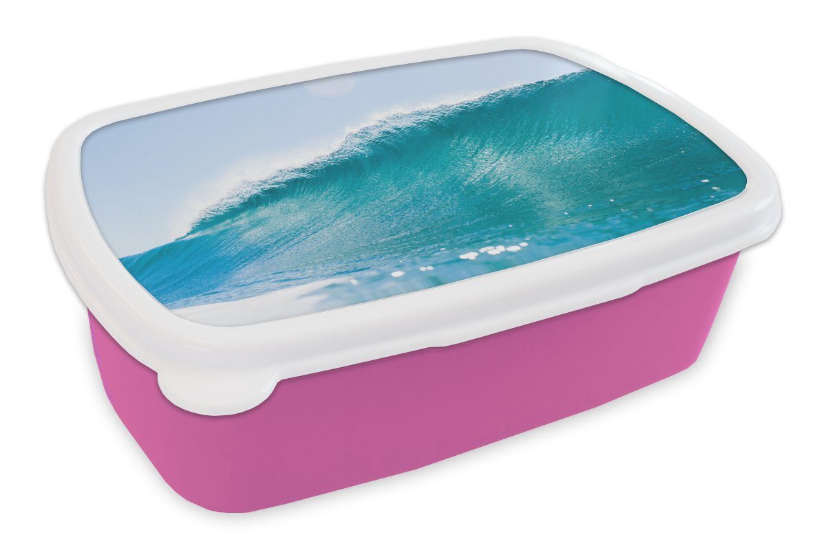 MuchoWow Lunchbox Meer - Golf - Blau, Kunststoff, (2-tlg), Brotbox für Erwachsene, Brotdose Kinder, Snackbox, Mädchen, Kunststoff rosa