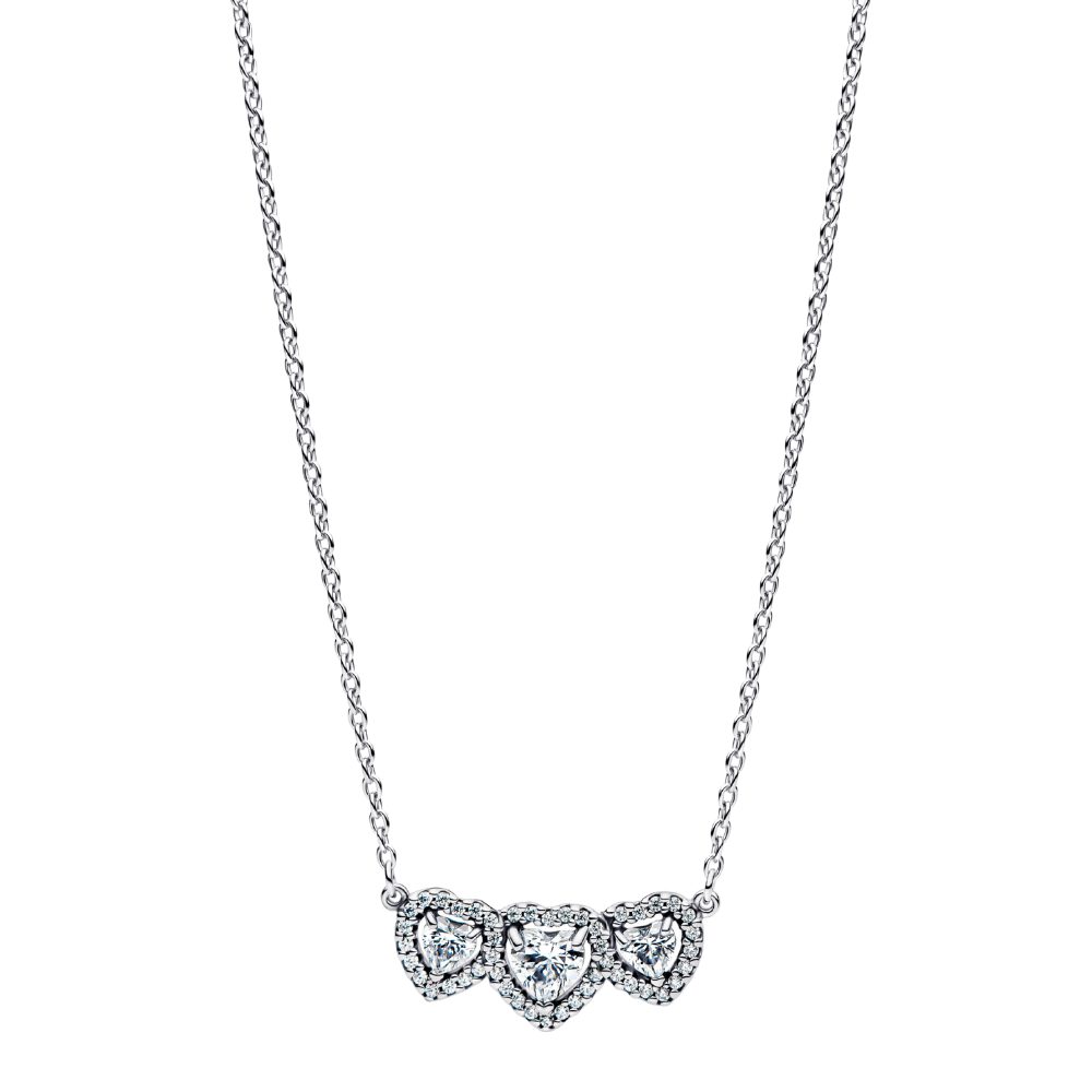 Pandora Kette mit Anhänger 394412C01-45, Herzen-Triologie