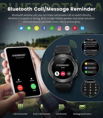 Lige Smartwatch (1,39 Zoll, Andriod iOS), Herren mit Telefonfunktion IPS Berührungsbildschirm Fitnessuhr