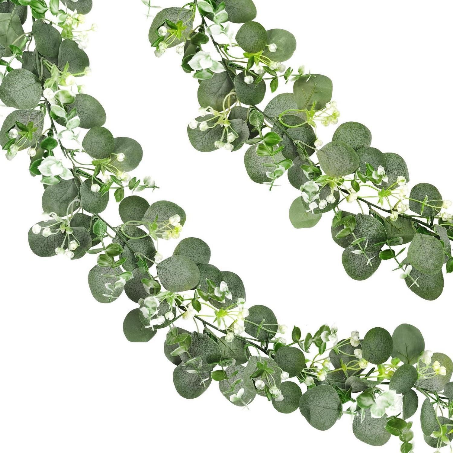 Kunstgirlande Eukalyptus Girlande 2 Stück 1,8m Grün/Weiß, LuxusKollektion, Höhe 5 cm