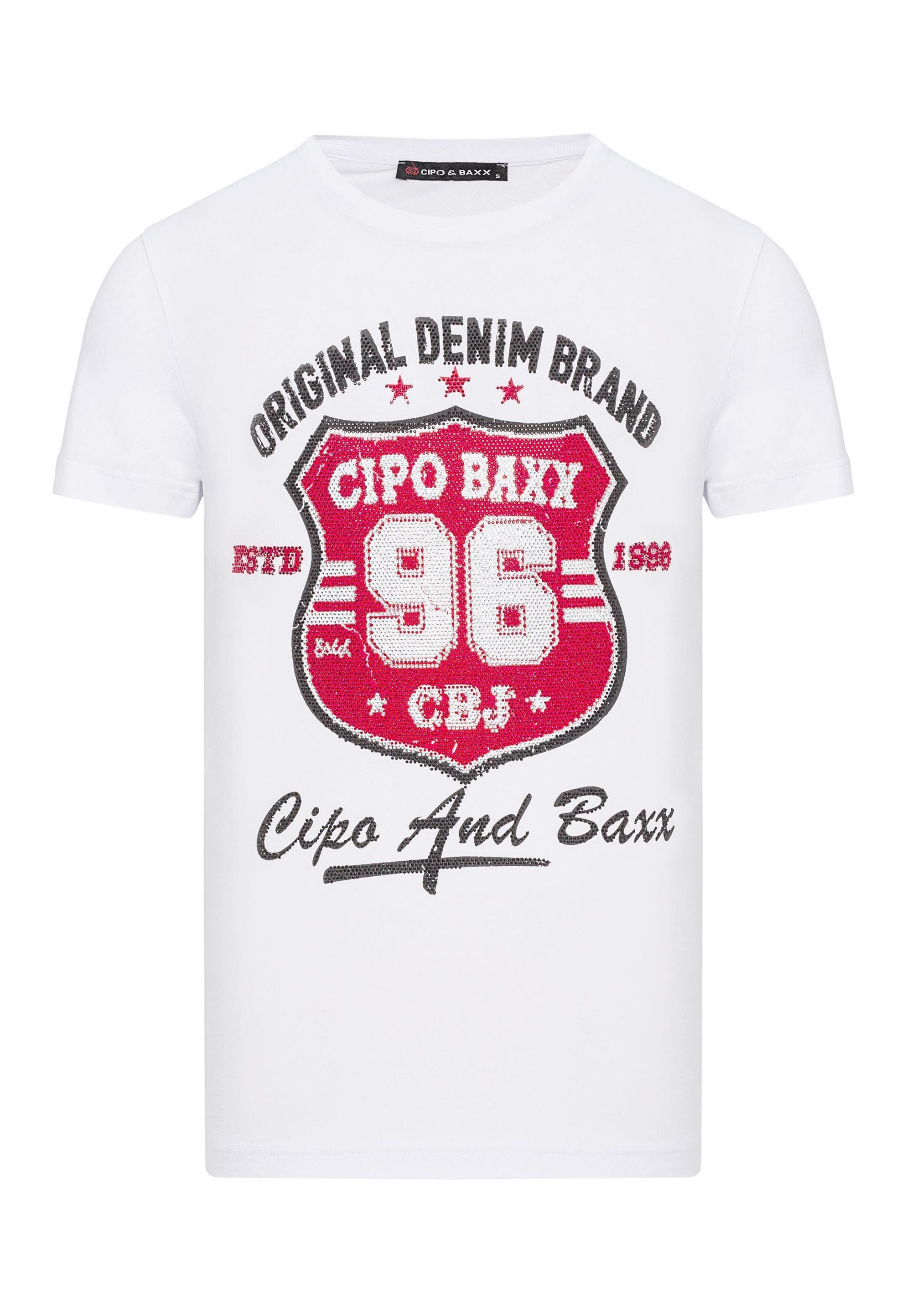 Cipo & Baxx T-Shirt T-Shirt mit großem Wappen-Print günstig online kaufen