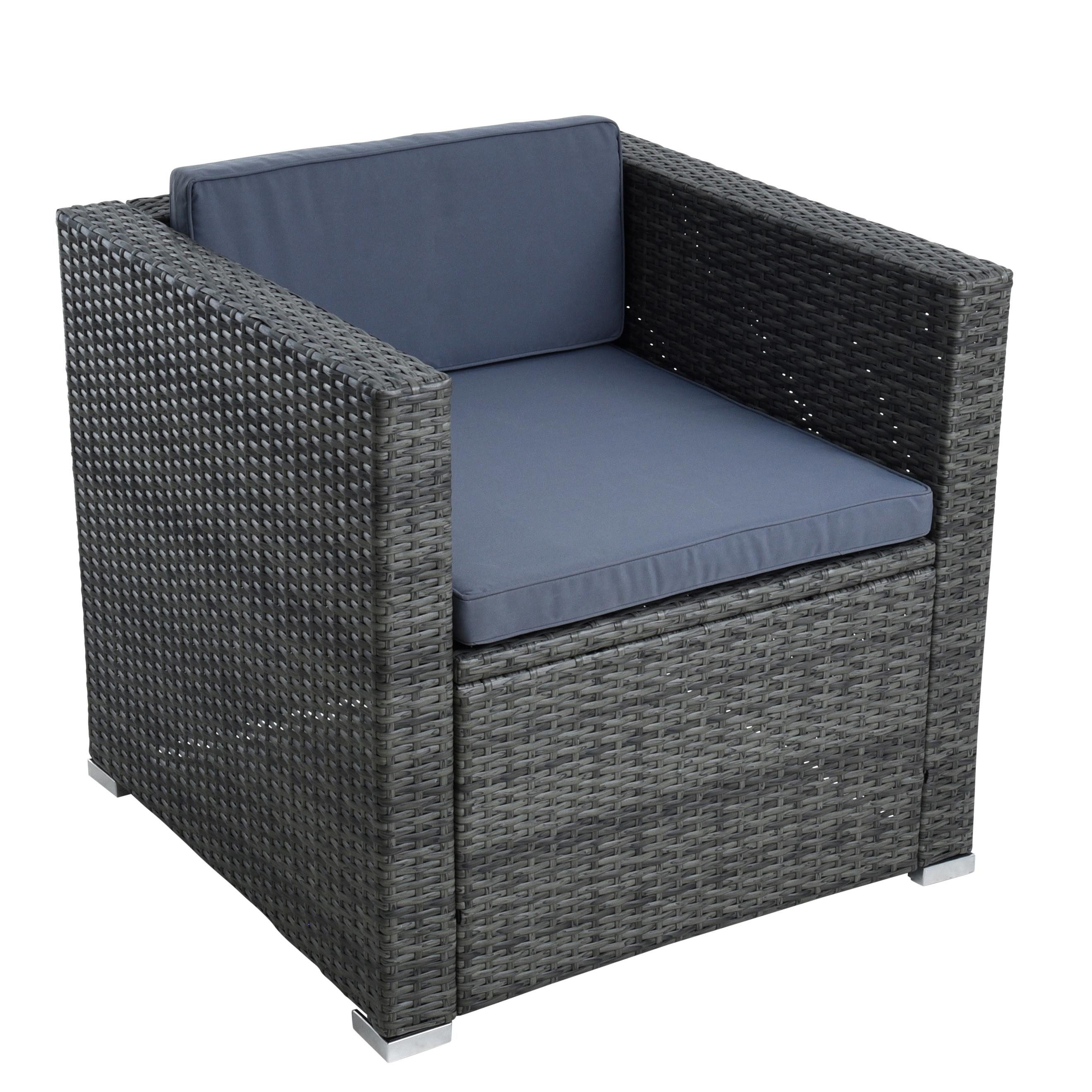 ESTEXO Gartenstuhl Polyrattan Loungesessel Gartensessel Rattan Sessel Anthrazit-Grau