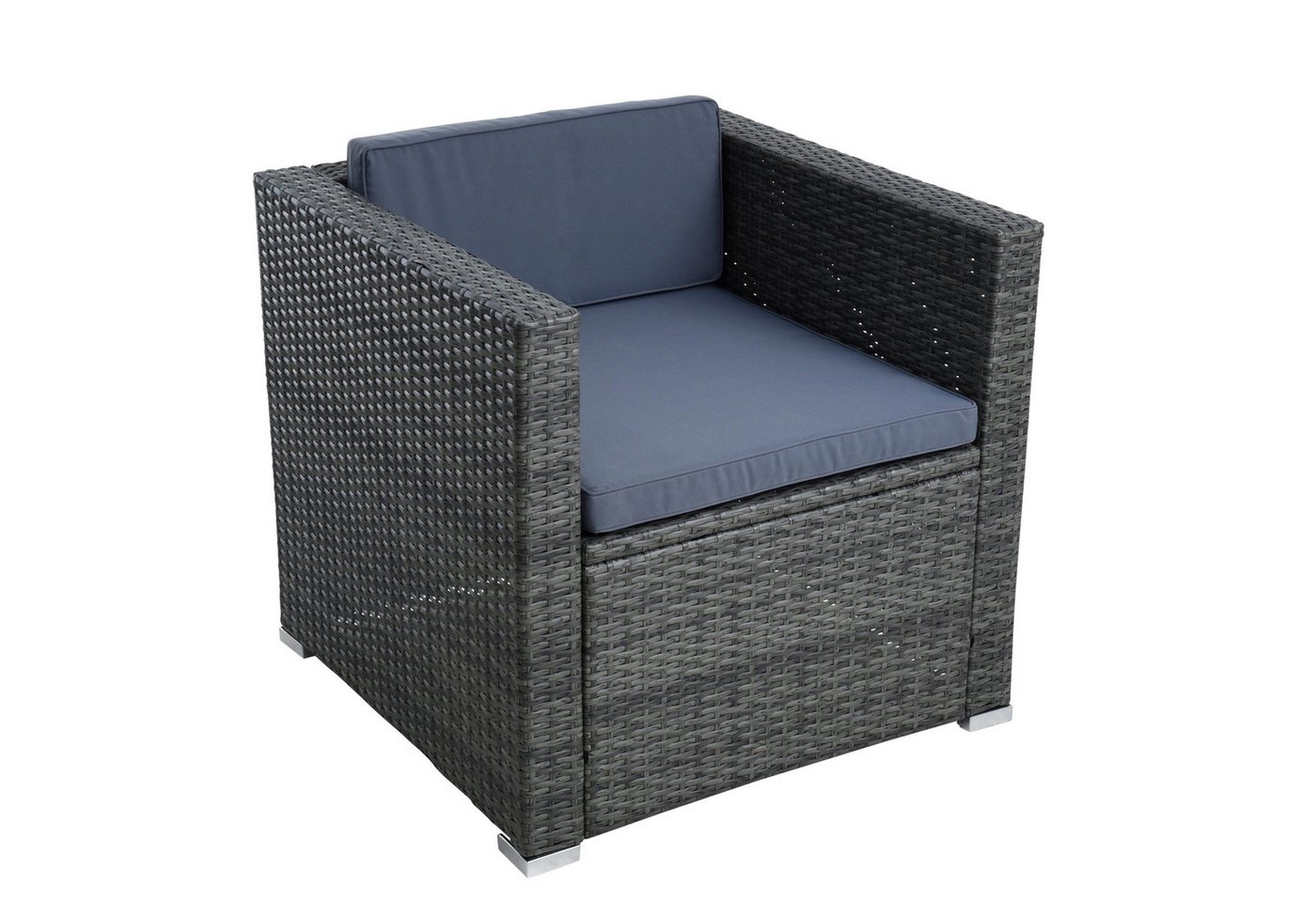 ESTEXO Gartenstuhl Polyrattan Loungesessel Gartensessel Rattan Sessel Anthrazit-Grau
