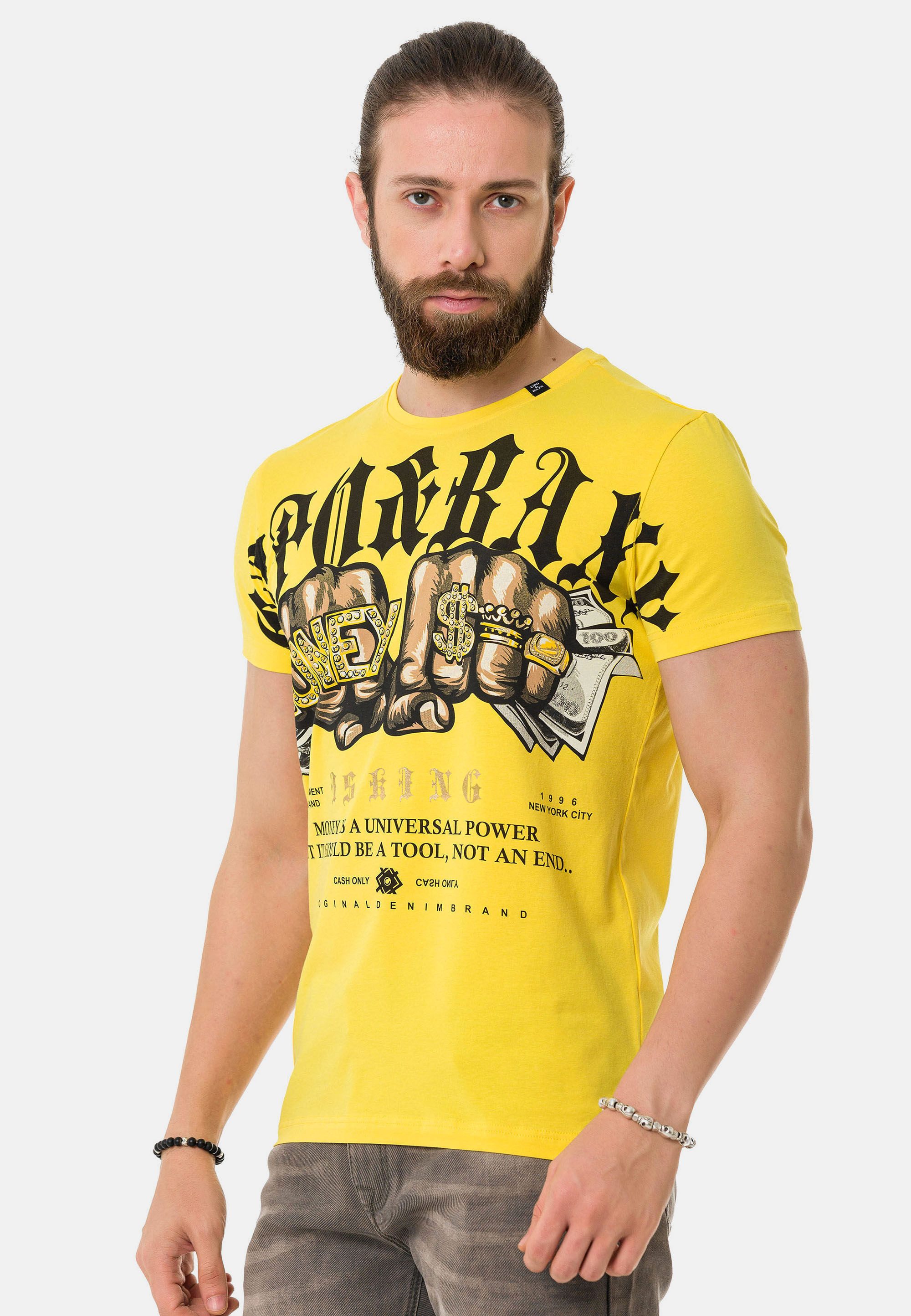 Cipo & Baxx T-Shirt T-Shirt mit Rundhals-Ausschnitt